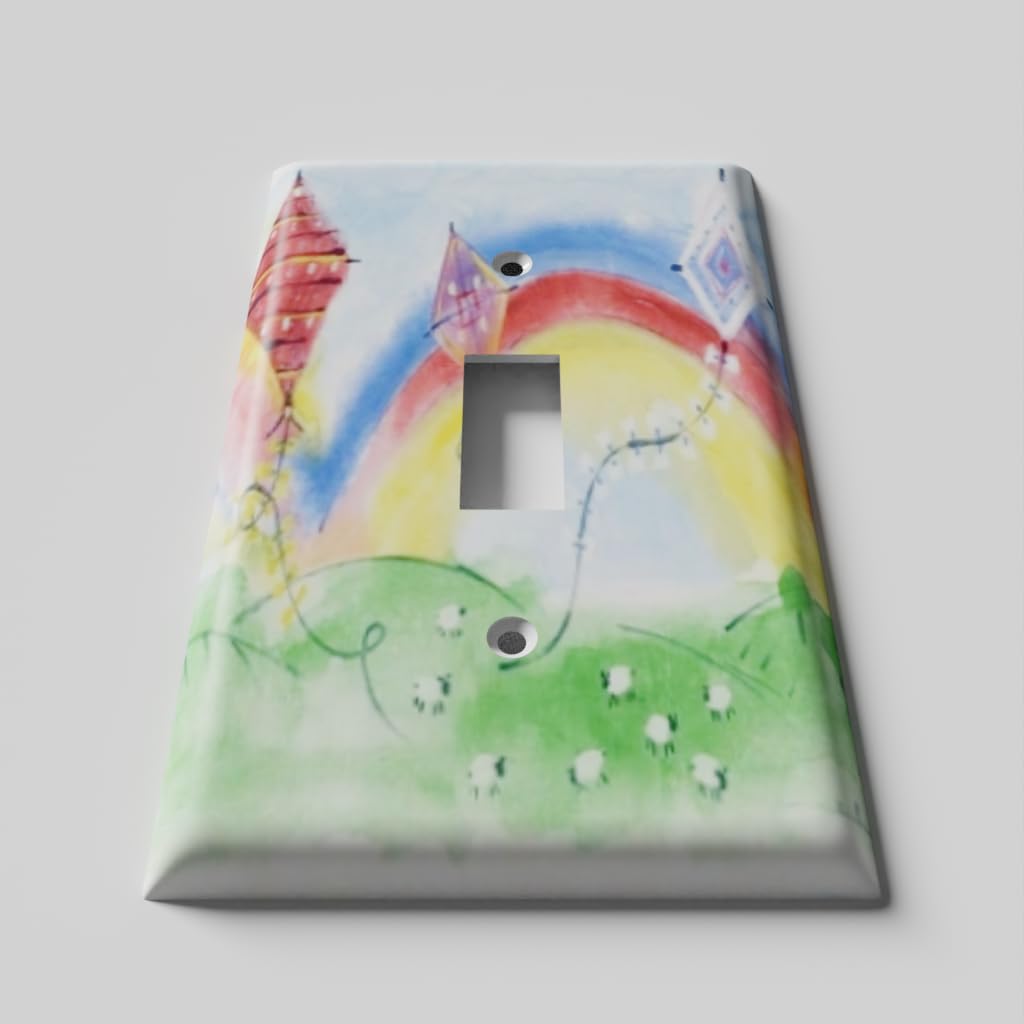 Rainbow Kite Light Switch Cover - Toggle Wall Plate for Kids Room Decor