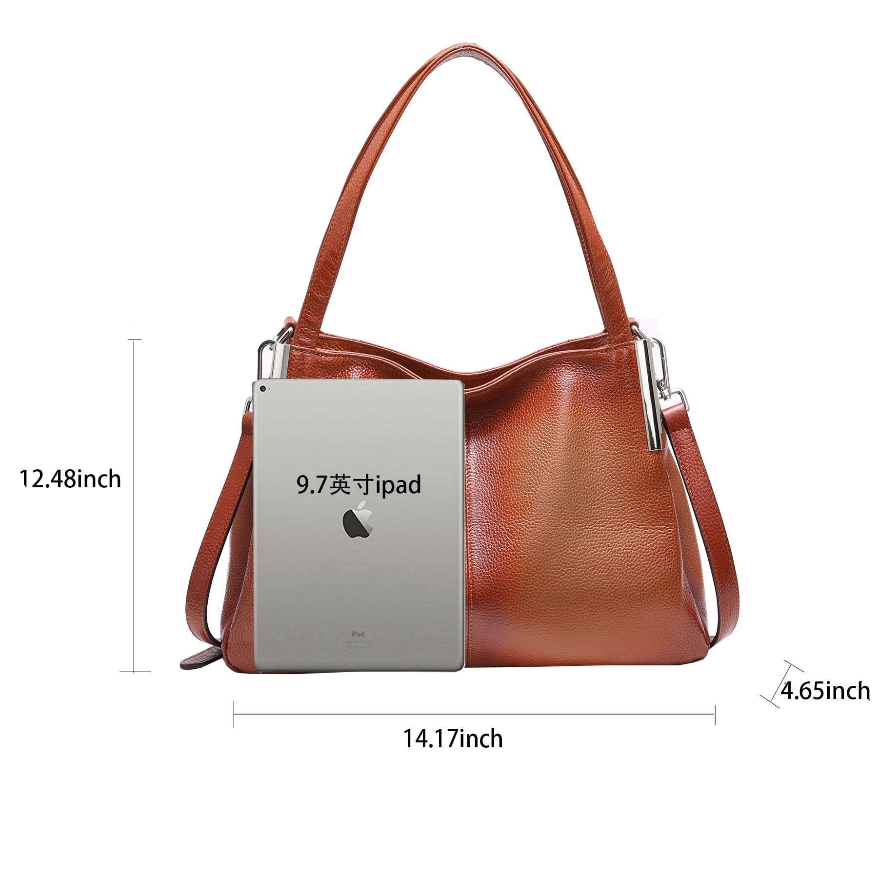 Stylish HESHE Leather Tote Bags for Women - Designer Top Handle Shoulder Purse & Crossbody Handbag for Office, Work & Everyday Use