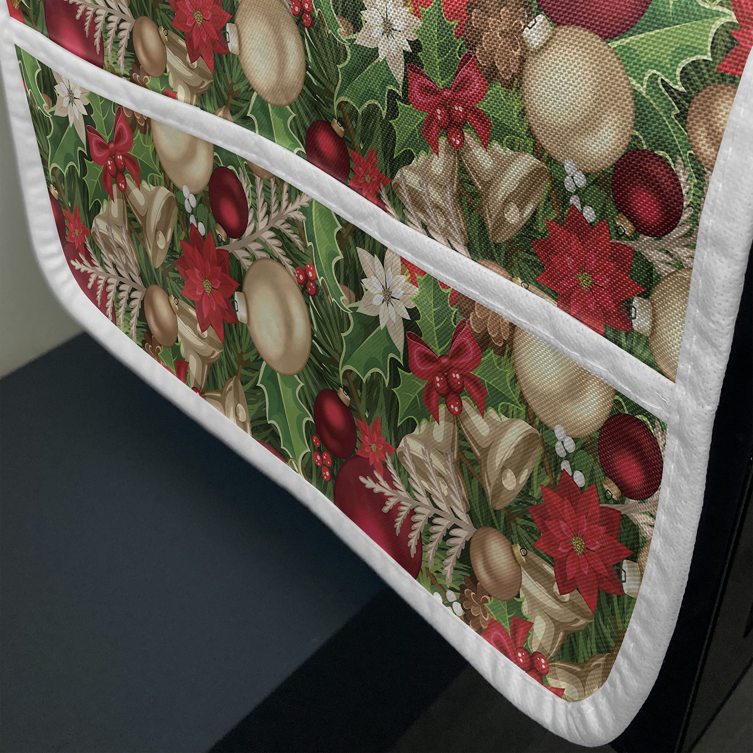 Ambesonne Christmas Microwave Cover - Waterproof Holiday Kitchen Organizer with Pockets, 36