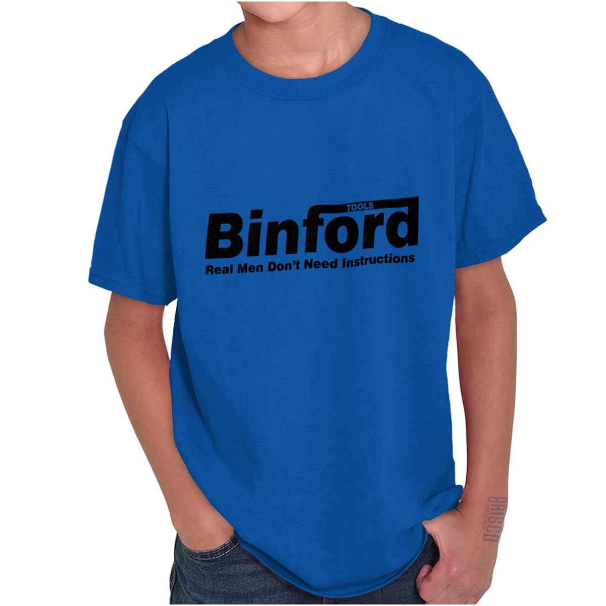 Binford Tools Real Men No Instruction Crewneck T-Shirt for Men & Women - Durable Workwear for Construction, DIY & Casual Wear