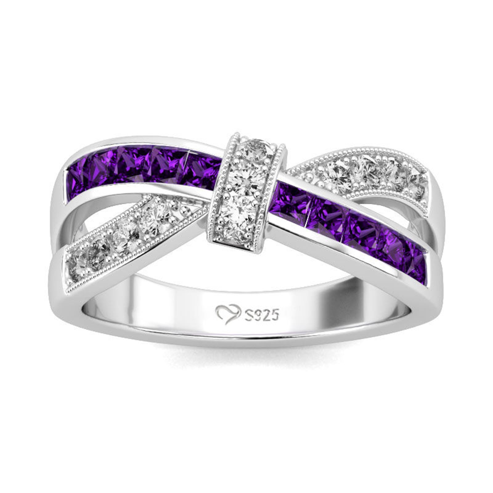 Jeulia Sterling Silver Crossover Women's Band Ring - Elegant Promise & Engagement Ring for Her with Gift Jewelry Box - Perfect for Anniversaries, Weddings & Romantic Gifts