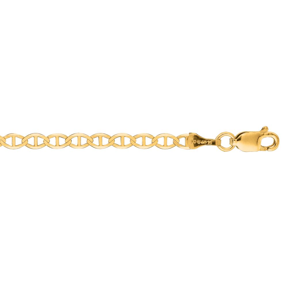 10K Gold 3.2mm Mariner Chain Necklace for Men - Durable Solid Gold Rope Chain - Perfect for Everyday Wear, Gifts & Special Occasions