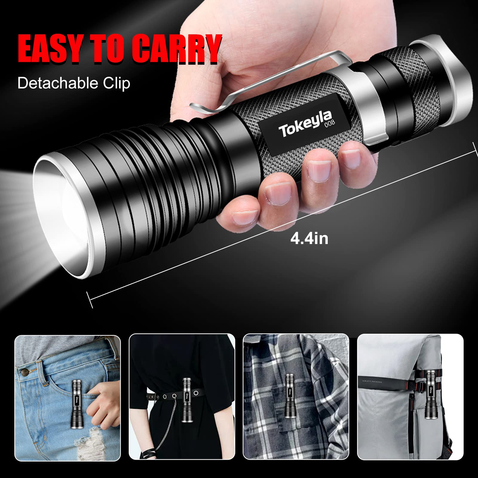 Ultra Bright LED Tactical Flashlight - 3 Modes, 1000 Lumens, Zoomable, Compact & Powerful - Perfect for Camping, Hiking, Emergency, Home Use (2 Pack) - Essential Outdoor Gear & Survival Tool