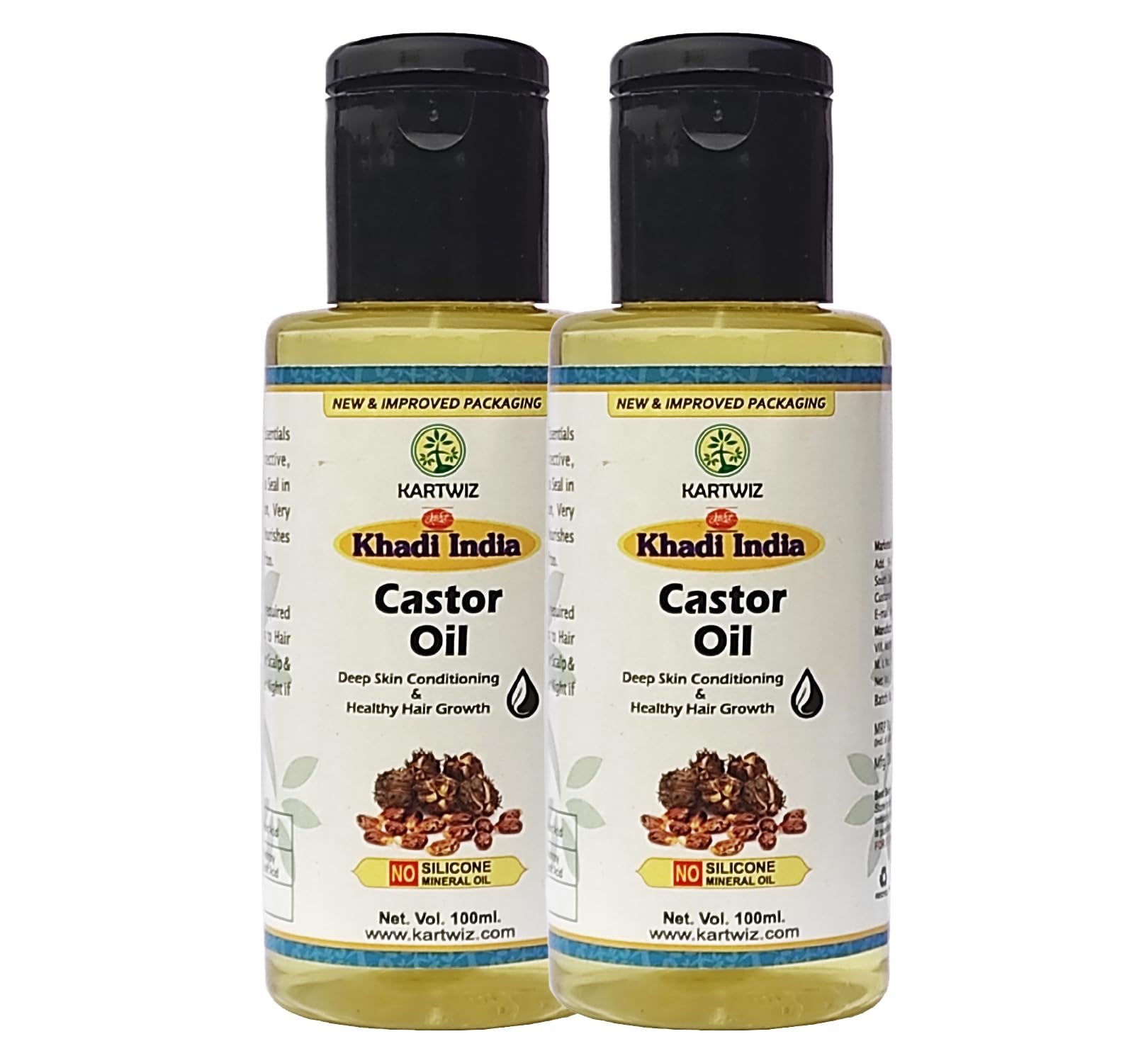 Organic Cold-Pressed Castor Oil for Hair Growth & Skin Care - 200ml (Pack of 2) - Natural Eyelash & Eyebrow Enhancer, Deep Conditioner for Dry Scalp & Face Moisturizer | Perfect for DIY Beauty Treatments & Massage Therapy