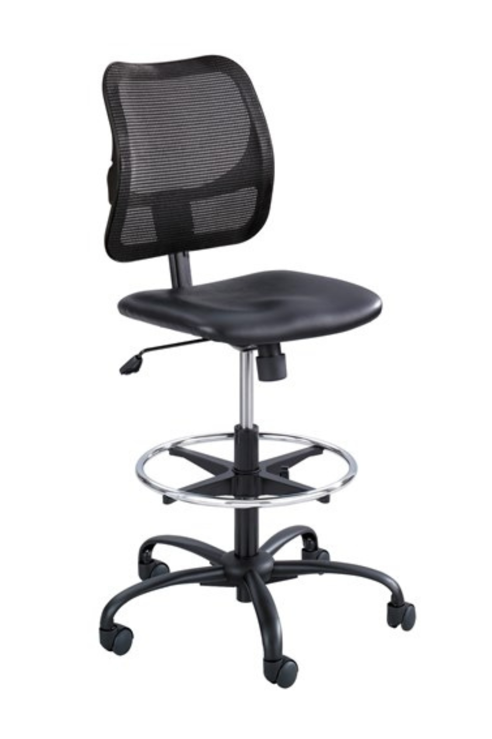 Safco Vue Black Extended Height Vinyl Chair 3395B - Adjustable Office Chair for Home & Work, Ergonomic Desk Chair with Wheels for Comfortable Seating