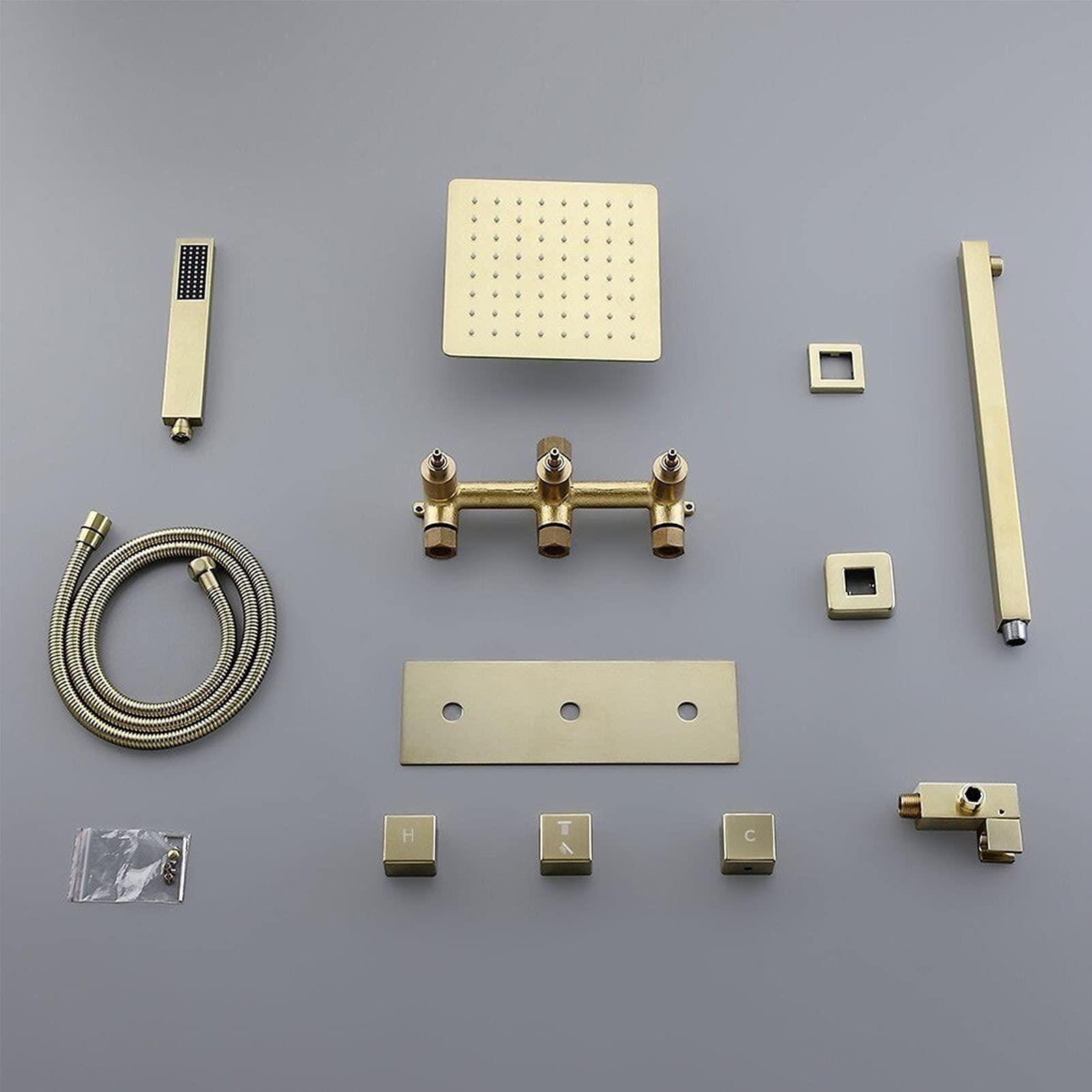 Premium Brushed Gold Shower Faucet Set - 10