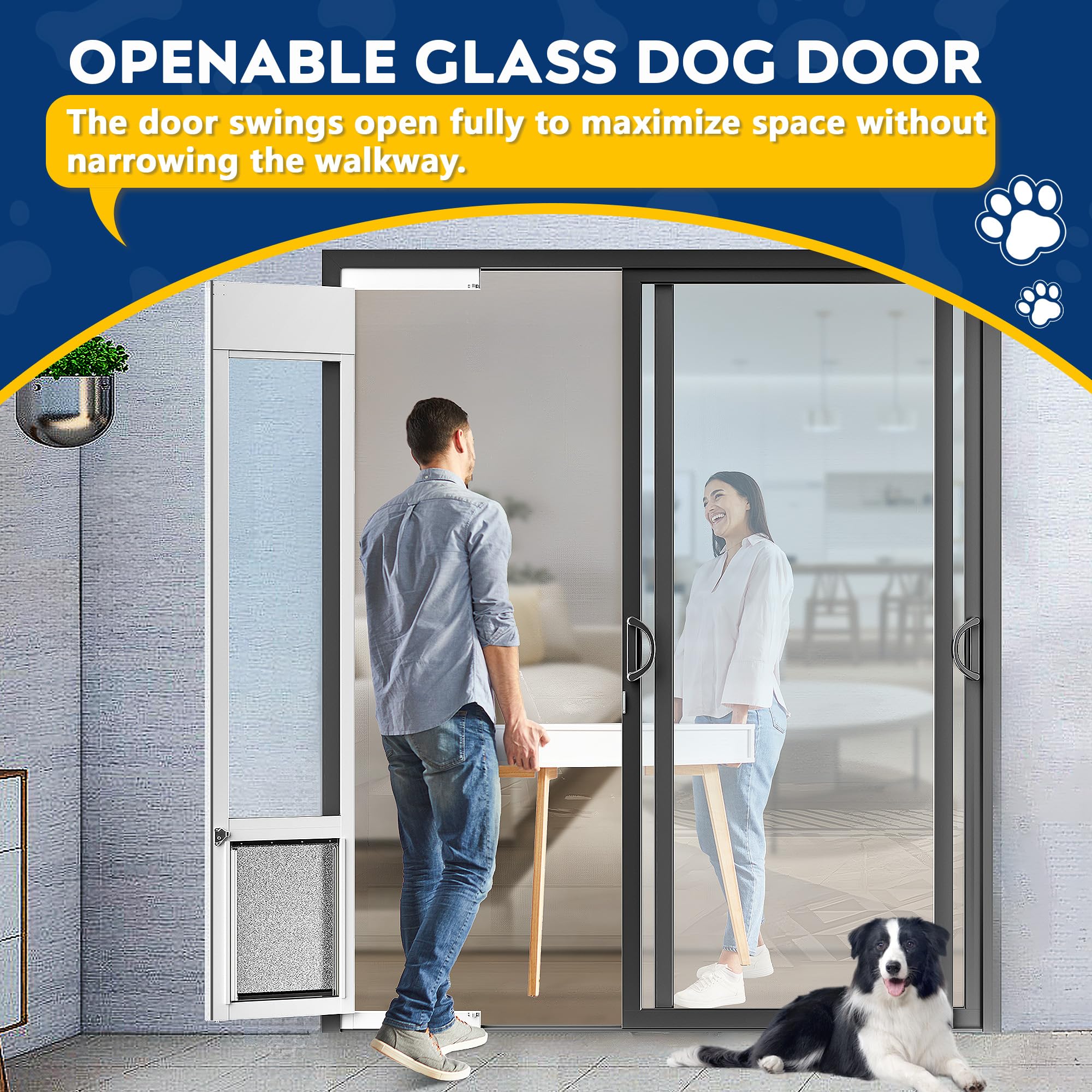 Heavy Duty Large Dog Door for Sliding Glass Doors - Adjustable 75 7/8