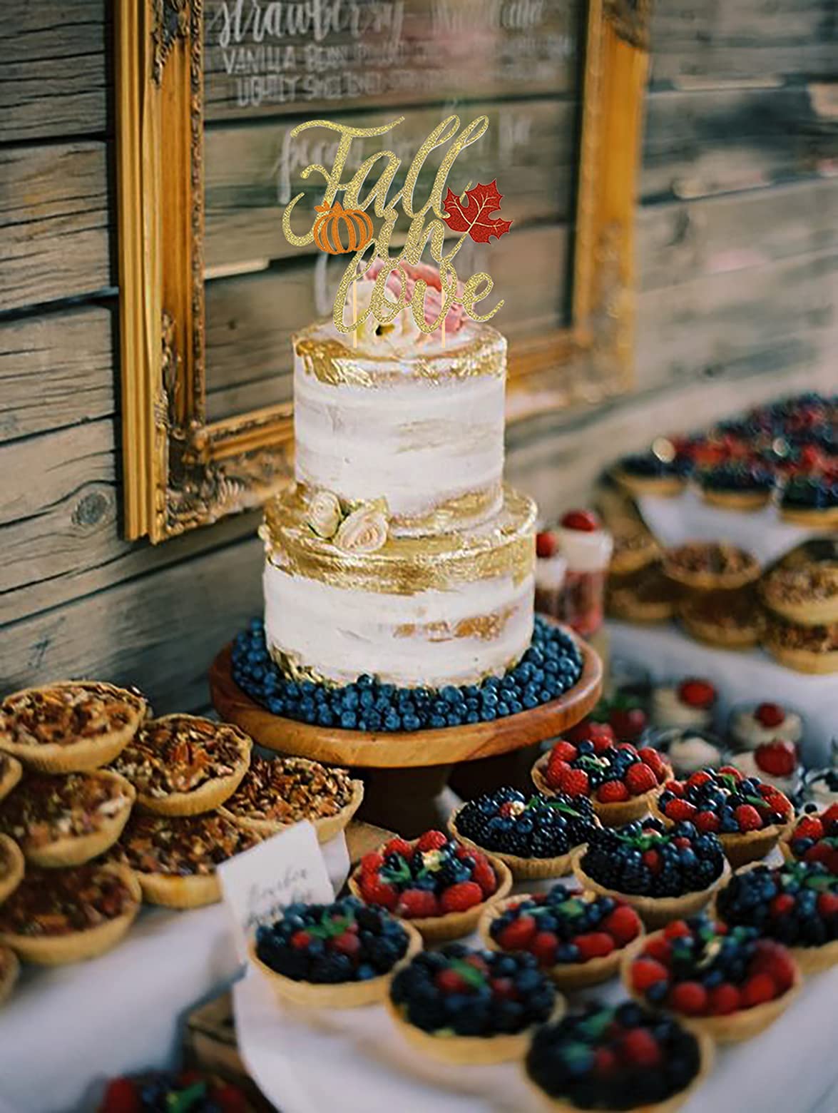 Fall in Love Cake Topper - Autumn Themed Wedding Cake Decorations for Engagement, Anniversary & Bridal Shower Parties | Perfect for Fall Weddings, Pumpkin Spice Celebrations & Cozy Seasonal Events