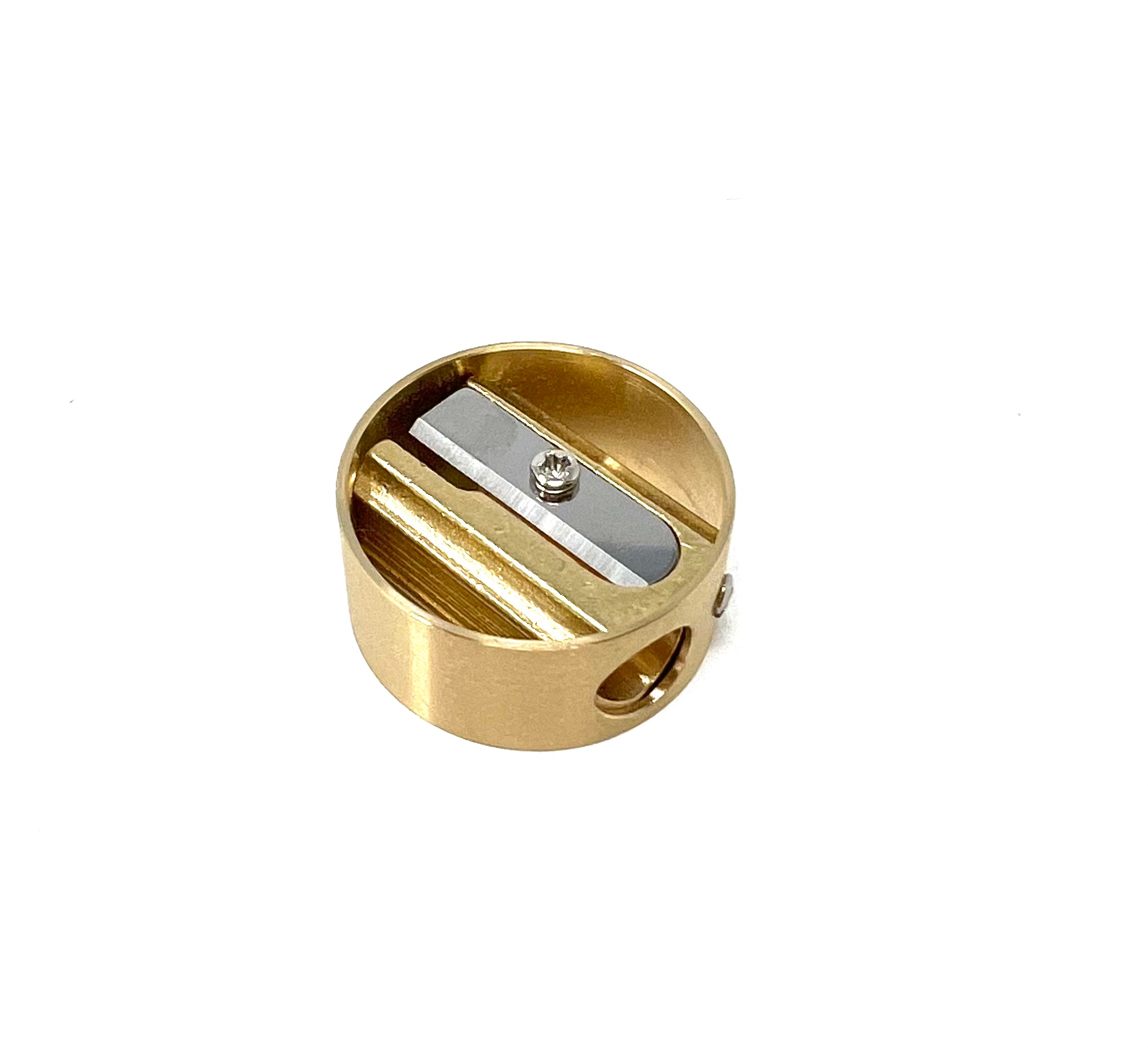Premium DUX Brass Pencil Sharpener with Outer Ring - High-Quality Block Sharpener for Artists, Students & Office Use - Perfect for Sketching, Writing & Crafting
