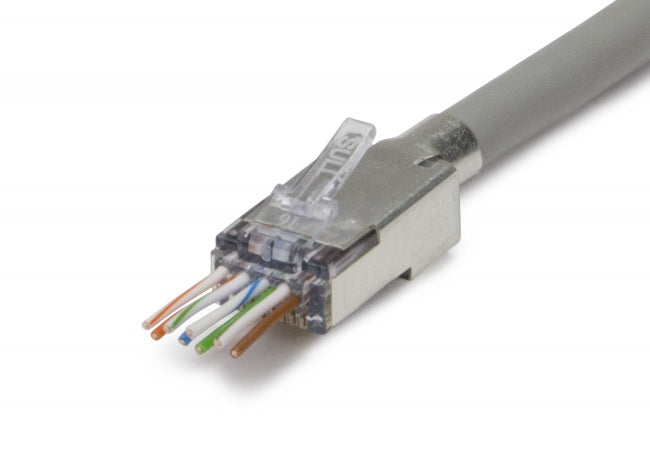 CAT6/A ezEX 44 Shielded RJ45 Connector - 50 Pack for Ethernet Cables Under 7.75mm OD - Ideal for Network Installations, Data Centers & Home Office Setups