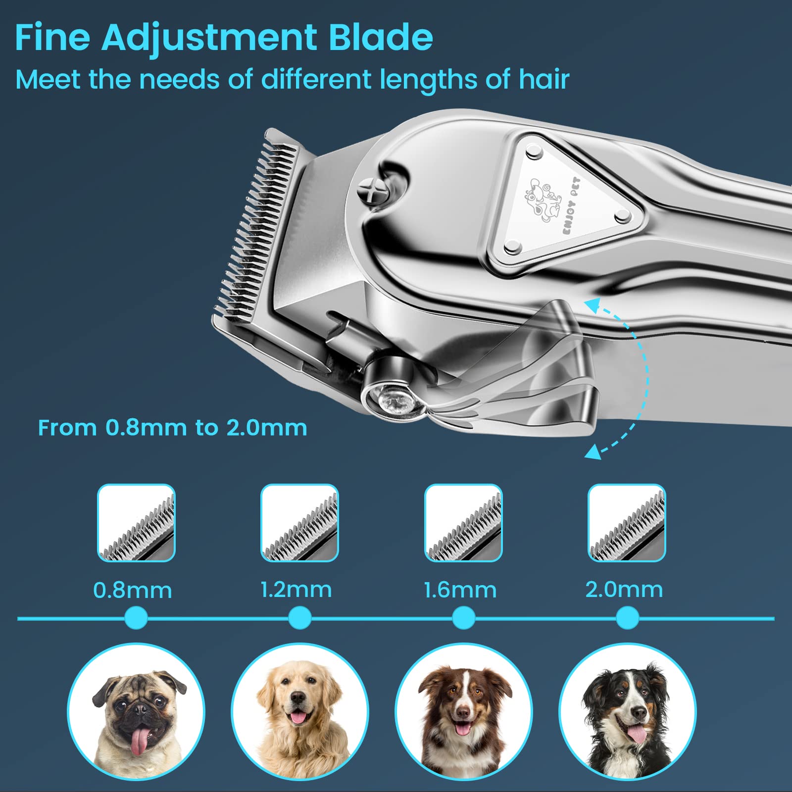 Professional Dog Clippers for Thick & Heavy Coats - Waterproof, Low Noise Rechargeable Cordless Dog Grooming Kit with Stainless Steel Blades - Perfect for Home Pet Grooming & Professional Use