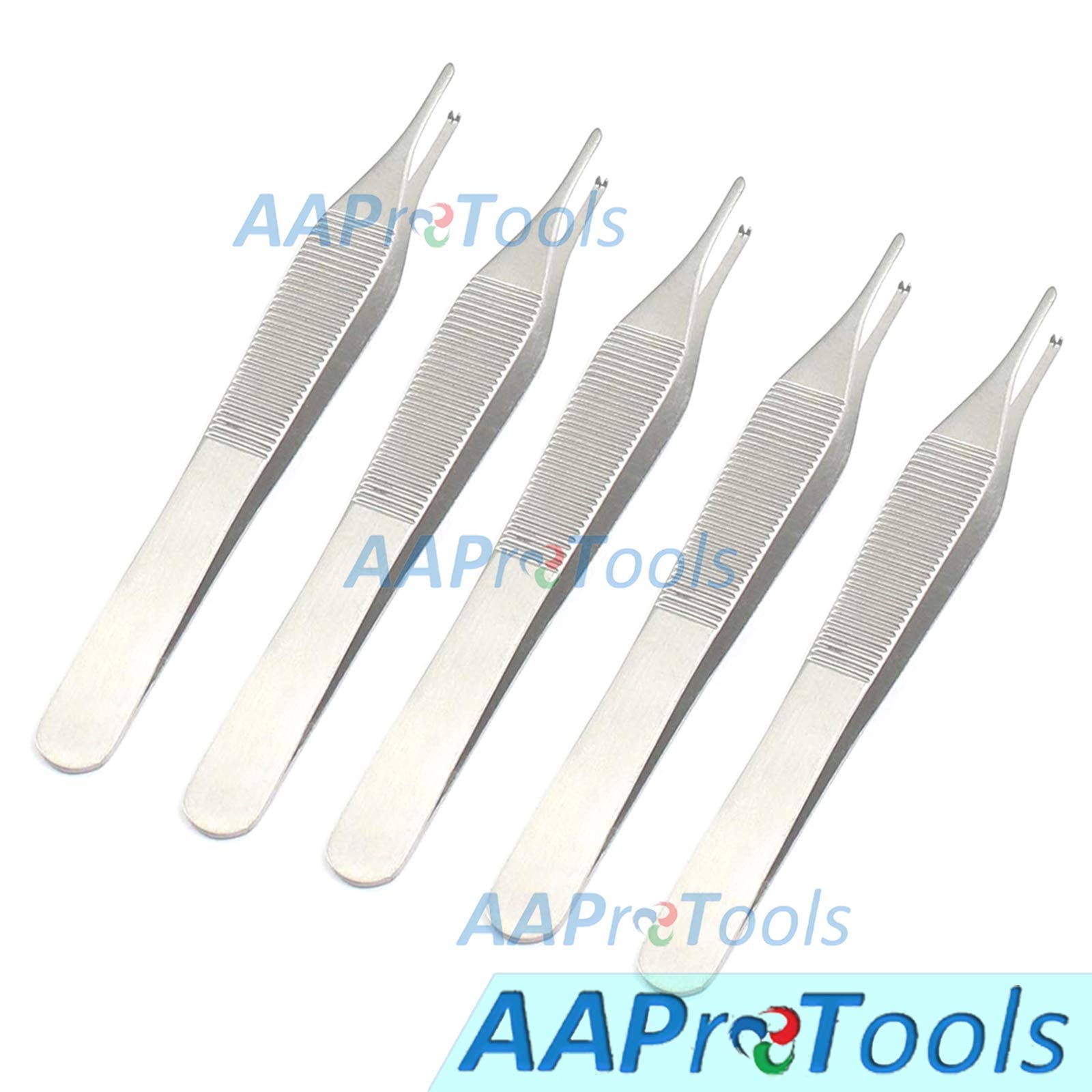 Adson Tissue Forceps 4 3/4 Inch 1x2 Teeth - Surgical Forceps for Precision Grasping - Pack of 5 - Ideal for Medical Procedures, First Aid Kits & Veterinary Use