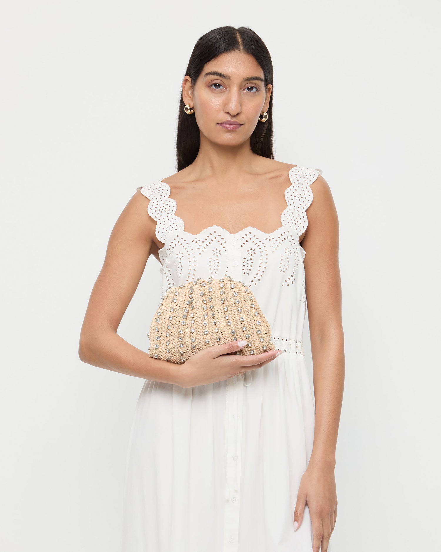 Bailey Natural Crystal Dome Clutch Purse - Elegant Evening Bag for Women | Perfect for Parties, Weddings & Special Occasions