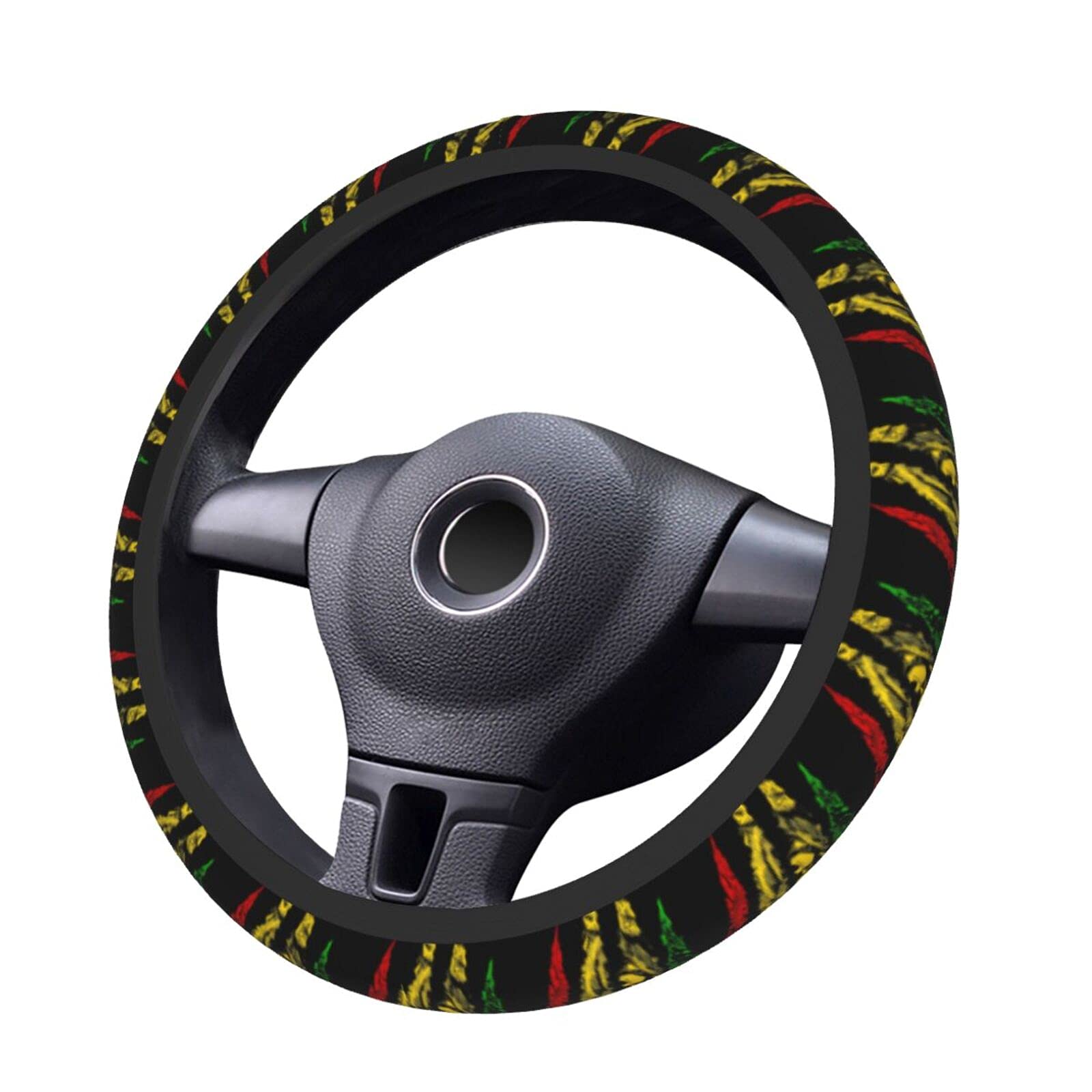Lion of Judah King Rasta Reggae Jamaica Steering Wheel Cover - Anti-Slip Breathable Universal Fit (15 Inch) for Cars, SUVs & Pickup Trucks | Perfect for Hot Weather & Long Drives