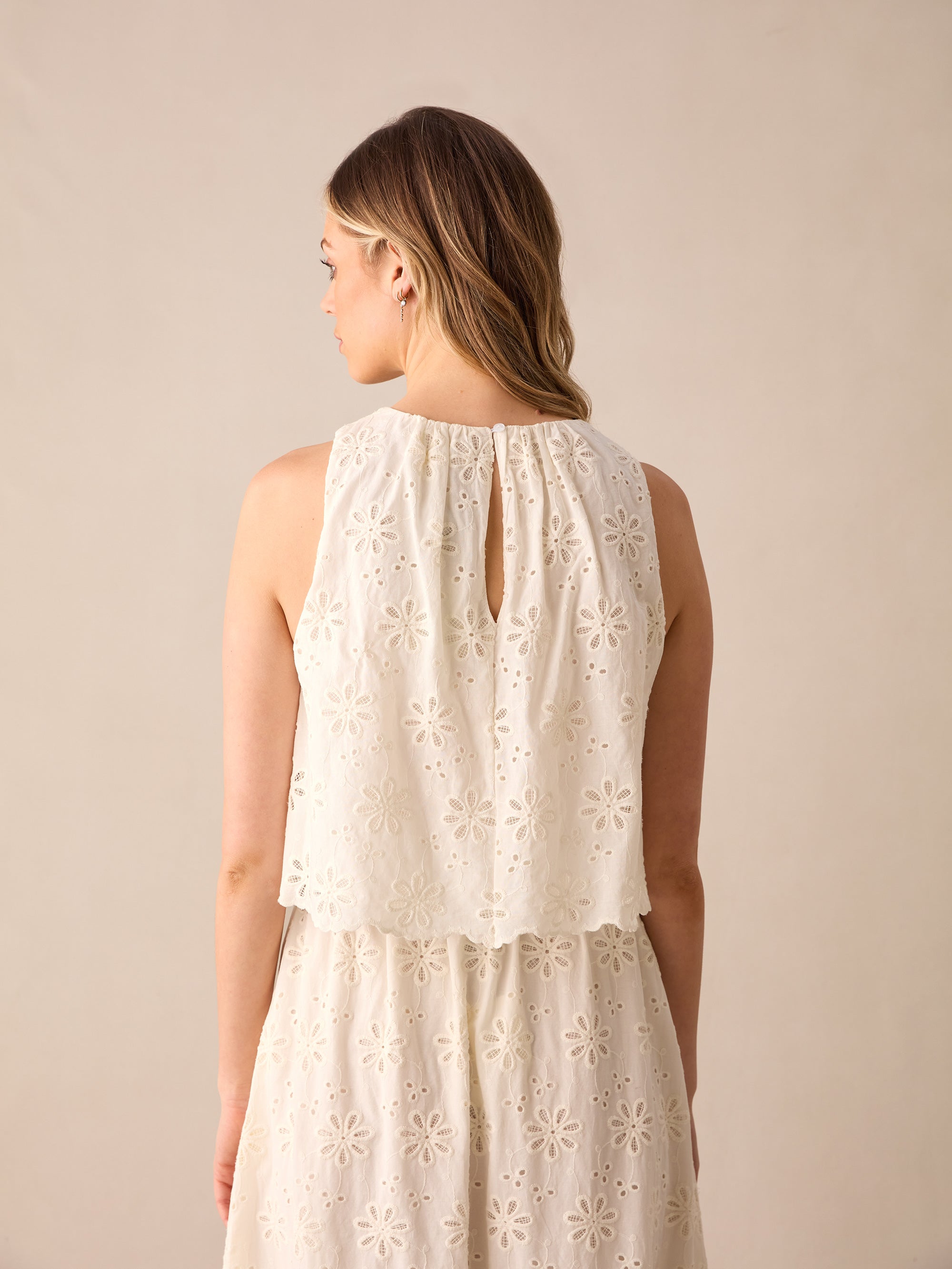 Ivory Broderie Scallop Hem Blouse - Elegant Embroidered Women's Tops for Casual Wear, Date Night & Summer Outfits
