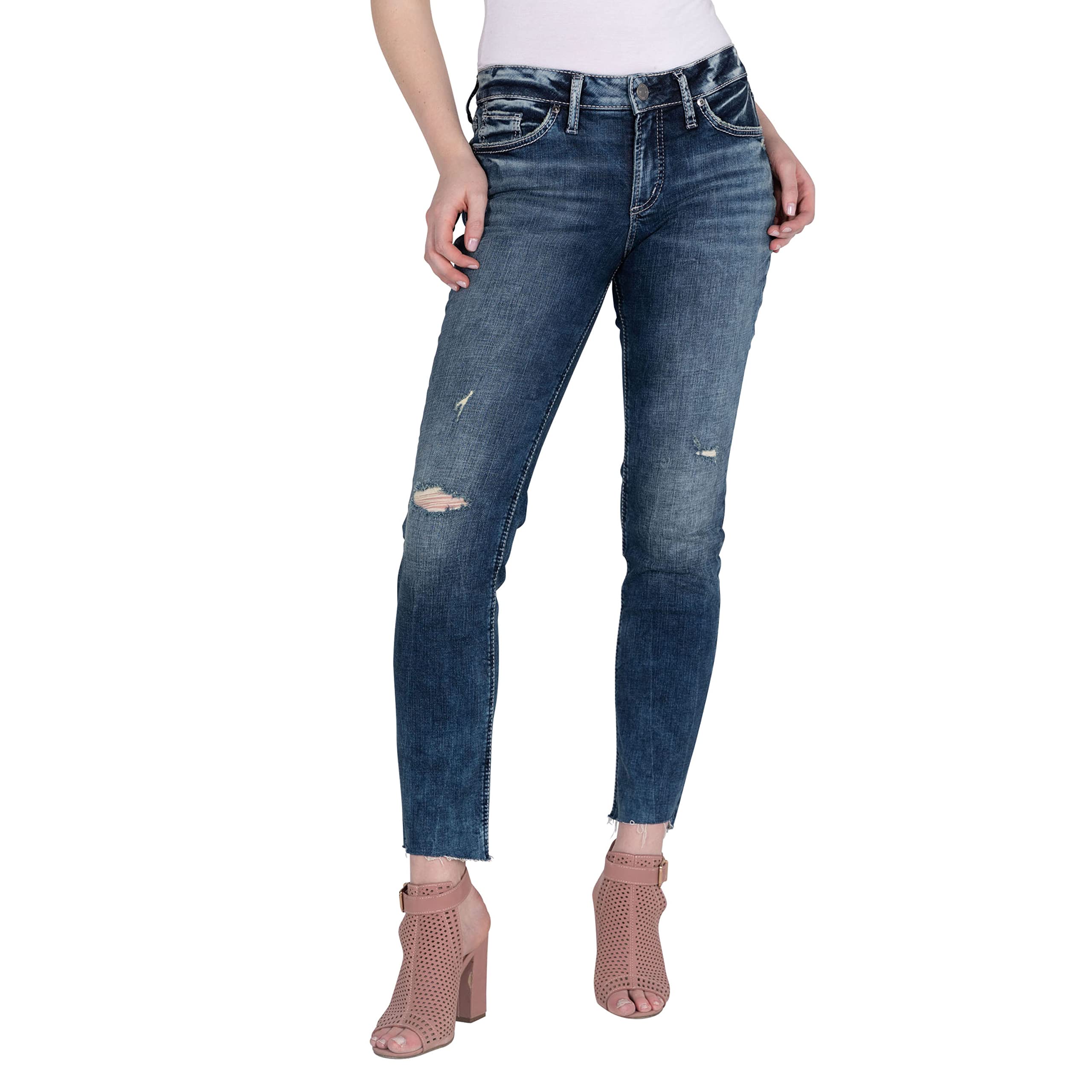 Silver Jeans Co. Women's Suki High Rise Slim Leg Jean - Stretchy Denim Pants for Everyday Comfort | Perfect for Work, Casual Outings & Date Nights