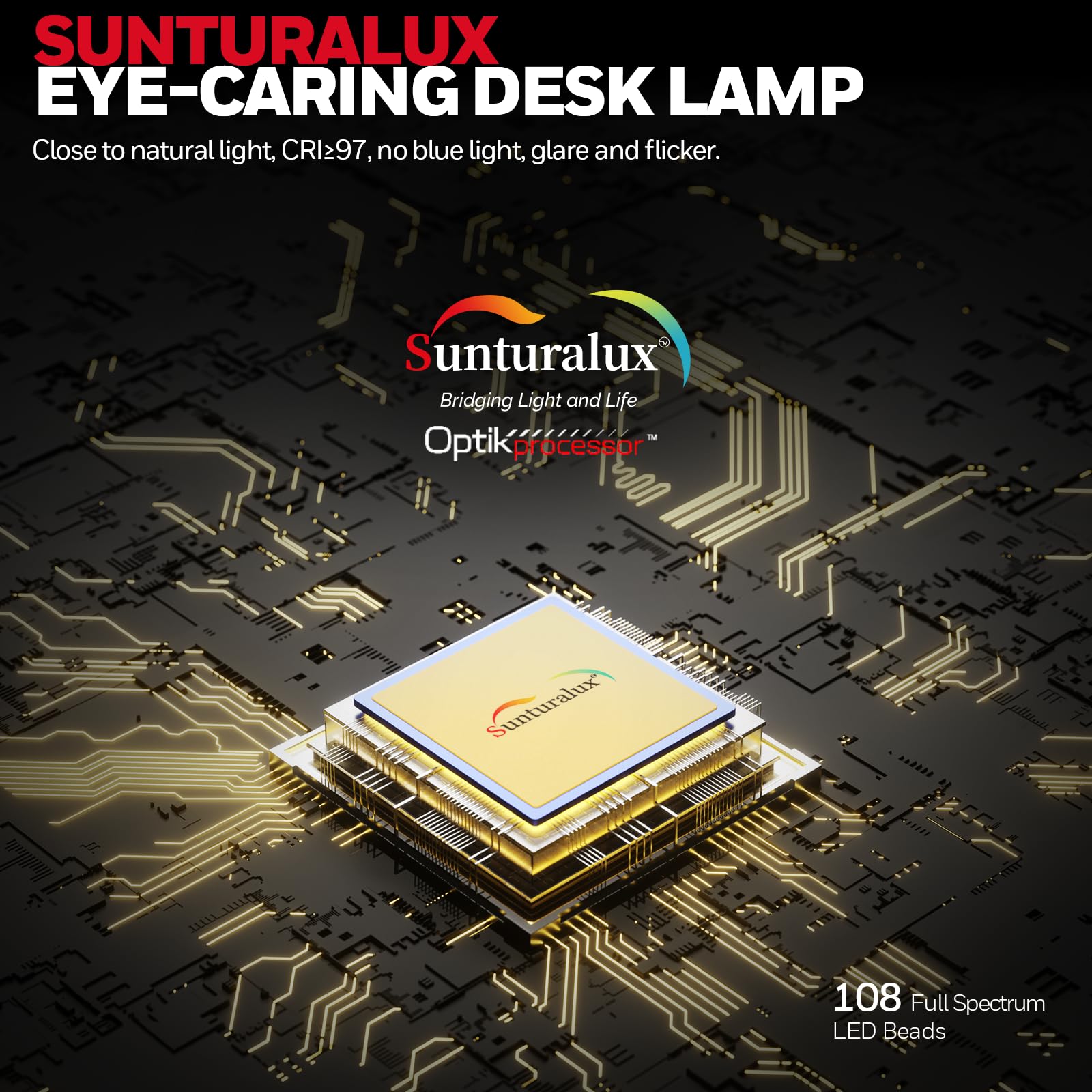 Honeywell H4 Sunturalux™ Eye-Caring LED Desk Lamp - 700LM Dimmable Adjustable Reading Light with Timer & Touch Control for Home Office, Study, Bedroom - Perfect for Night Reading, Computer Work and Relaxation