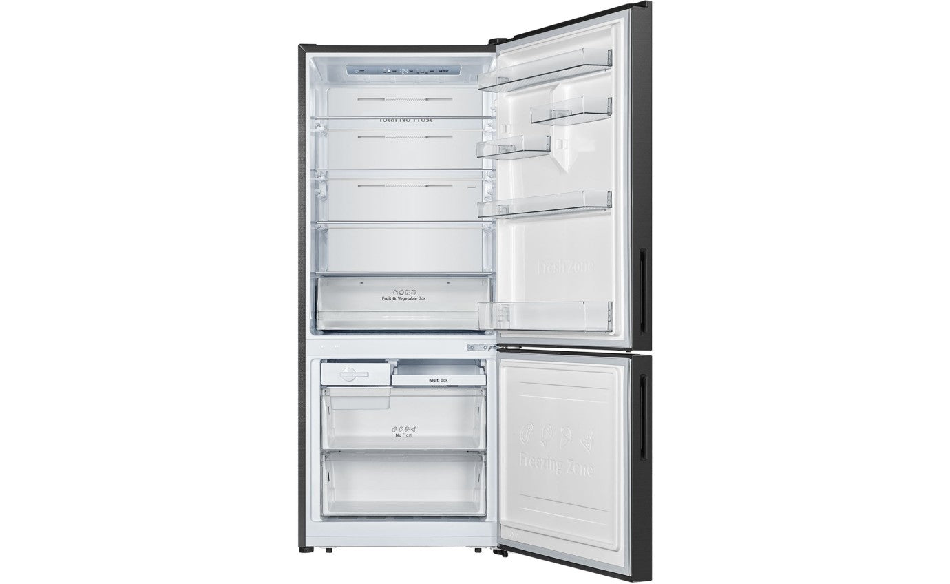 Hisense 417L Bottom Mount Refrigerator - Energy Efficient PureFlat Eco Vision, Black Steel HRBM418E - Perfect for Small Kitchens & Apartments