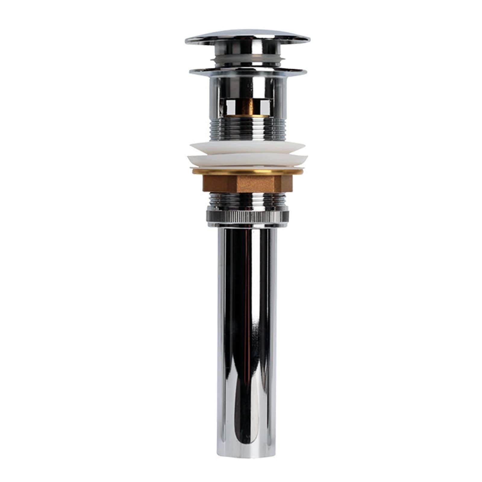 Premium Chrome Bathroom Sink Drain with Overflow - Universal Brass Pop-Up Drain Assembly for Bathroom Faucets | Perfect for Modern Vanities, Guest Bathrooms & Home Renovations