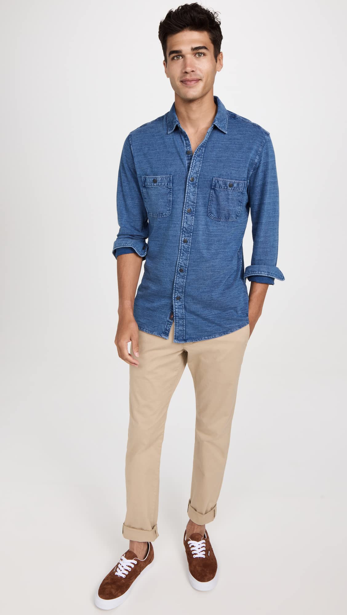 Faherty Men's Soft Breathable Knit Shirt - Lightweight Long Sleeve Casual Button Down for Fall & Winter | Perfect for Office, Travel & Outdoor Activities