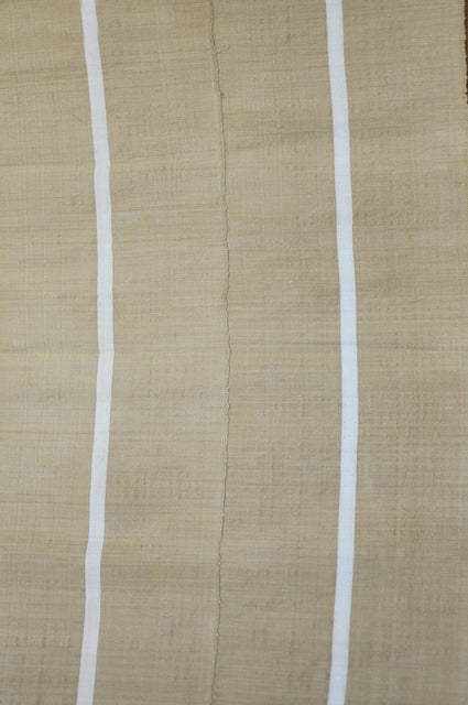 1PC Brown Sanyan Aso Oke Head Wrap with Off-White Stripes - Traditional African Headscarf for Women, Perfect for Weddings, Parties & Cultural Events