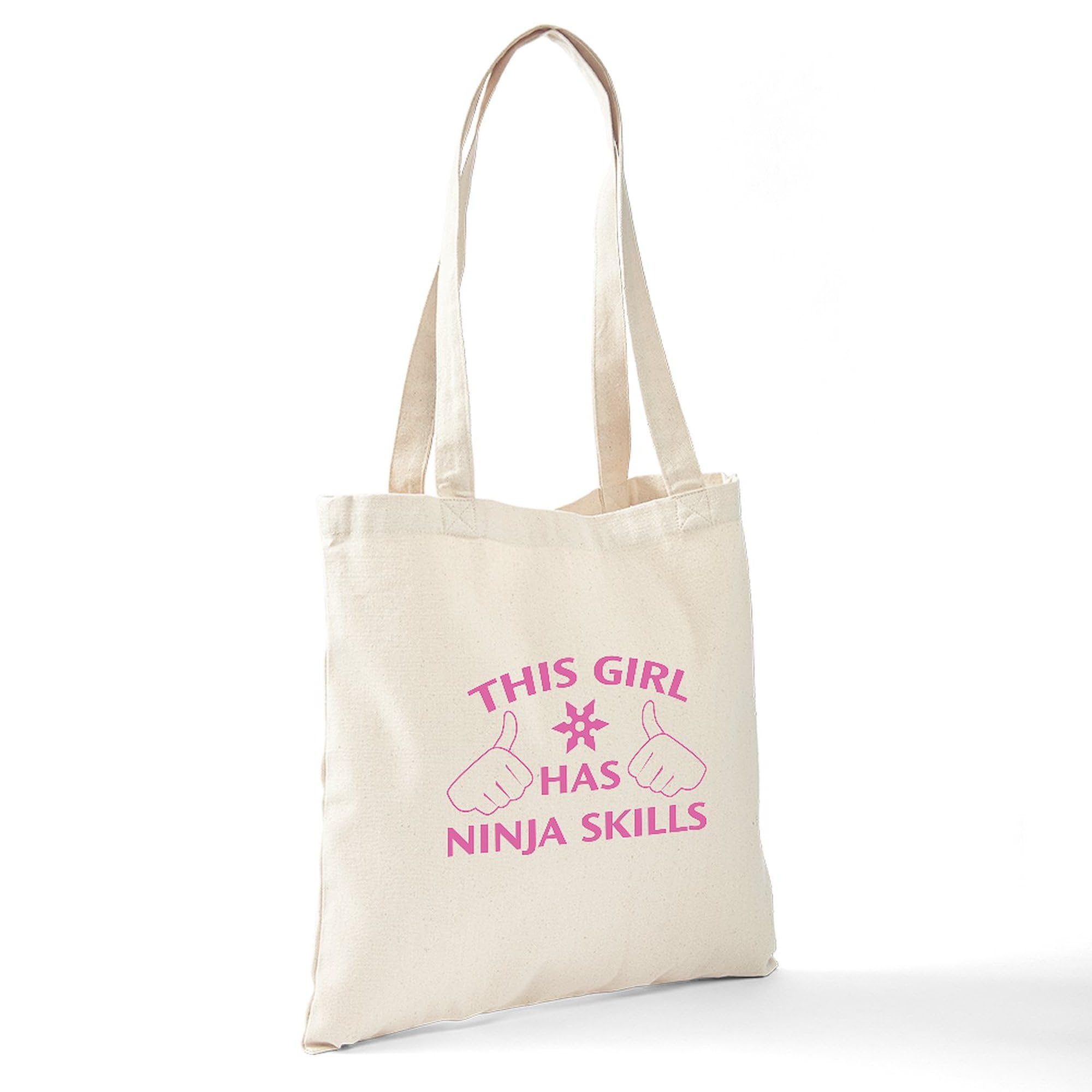 Ninja Skills Tote Bag - Natural Canvas Reusable Shopping Bag for Women | Eco-Friendly Grocery Tote for Gym, Beach & Daily Use