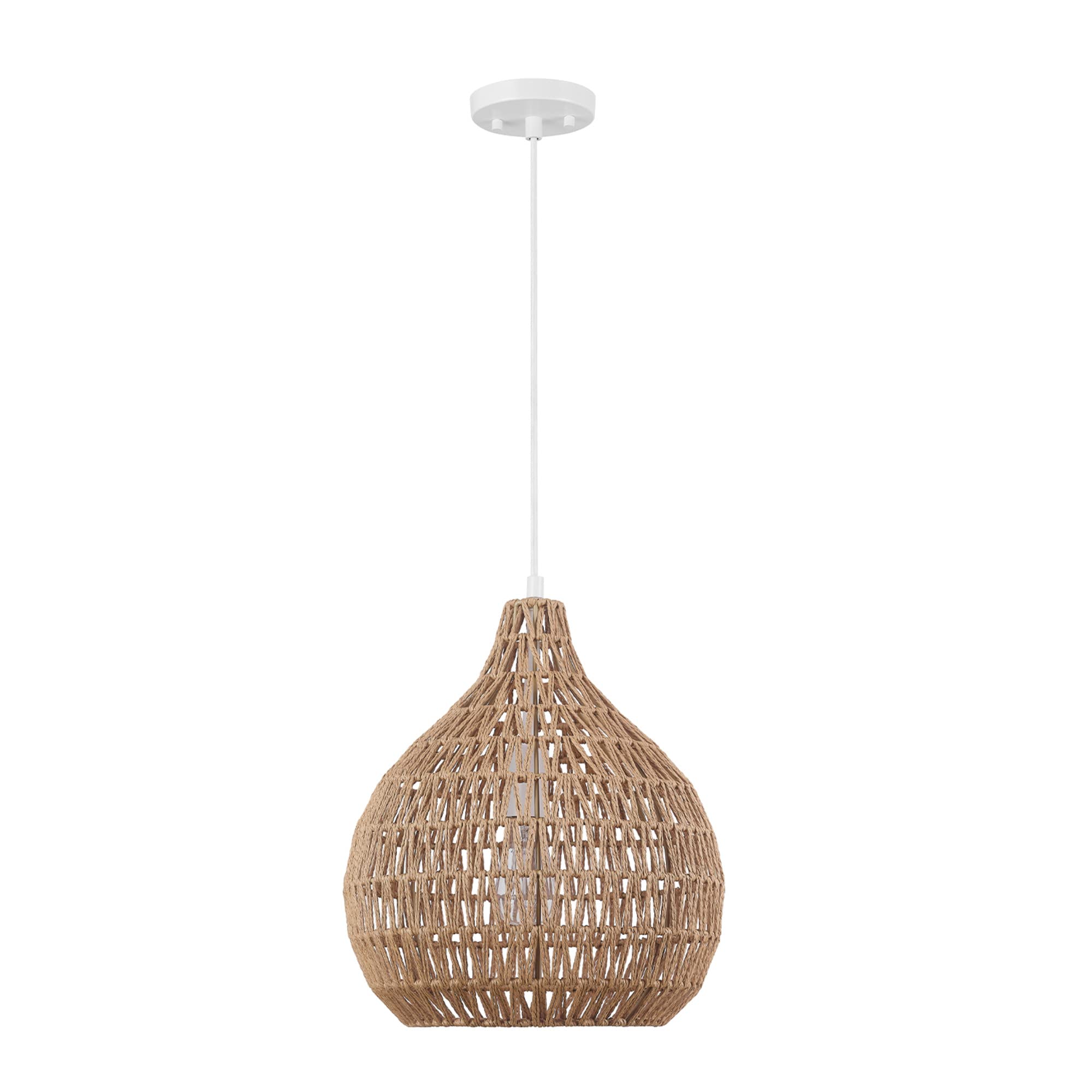 Globe Electric 65703 Tika 1-Light Pendant Lighting Fixture - Natural Blonde Twine Shade for Kitchen Island, Dining Room, or Bedroom Decor