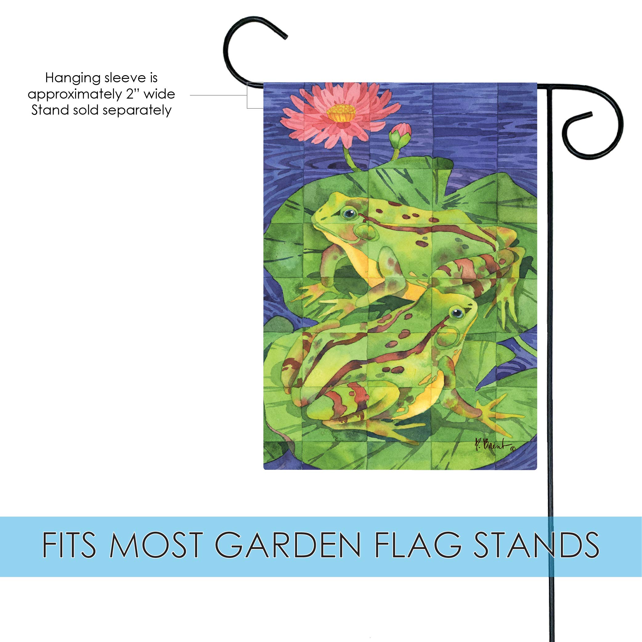 Toland Home Garden 119852 Double Sided Frog Garden Flag - 12x18 Inch Outdoor Yard Decoration with Toad Tiles Design - Perfect for House, Pond & Garden Decor