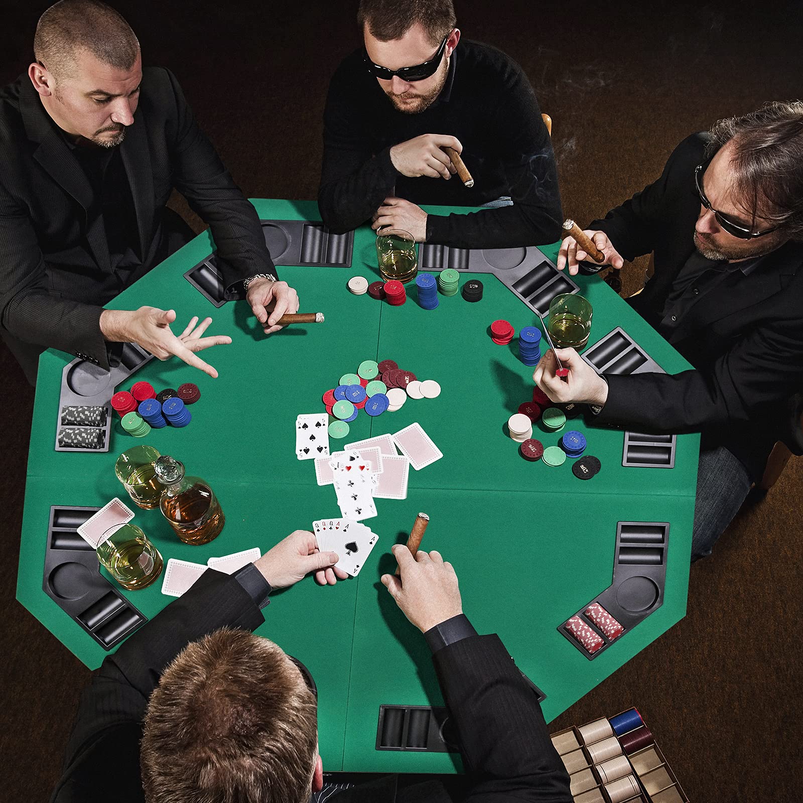 48-Inch Portable Poker Table Top - Foldable Octagon 8-Player Casino Poker Mat with Carrying Case | Perfect for Home Games, Parties & Casino Nights