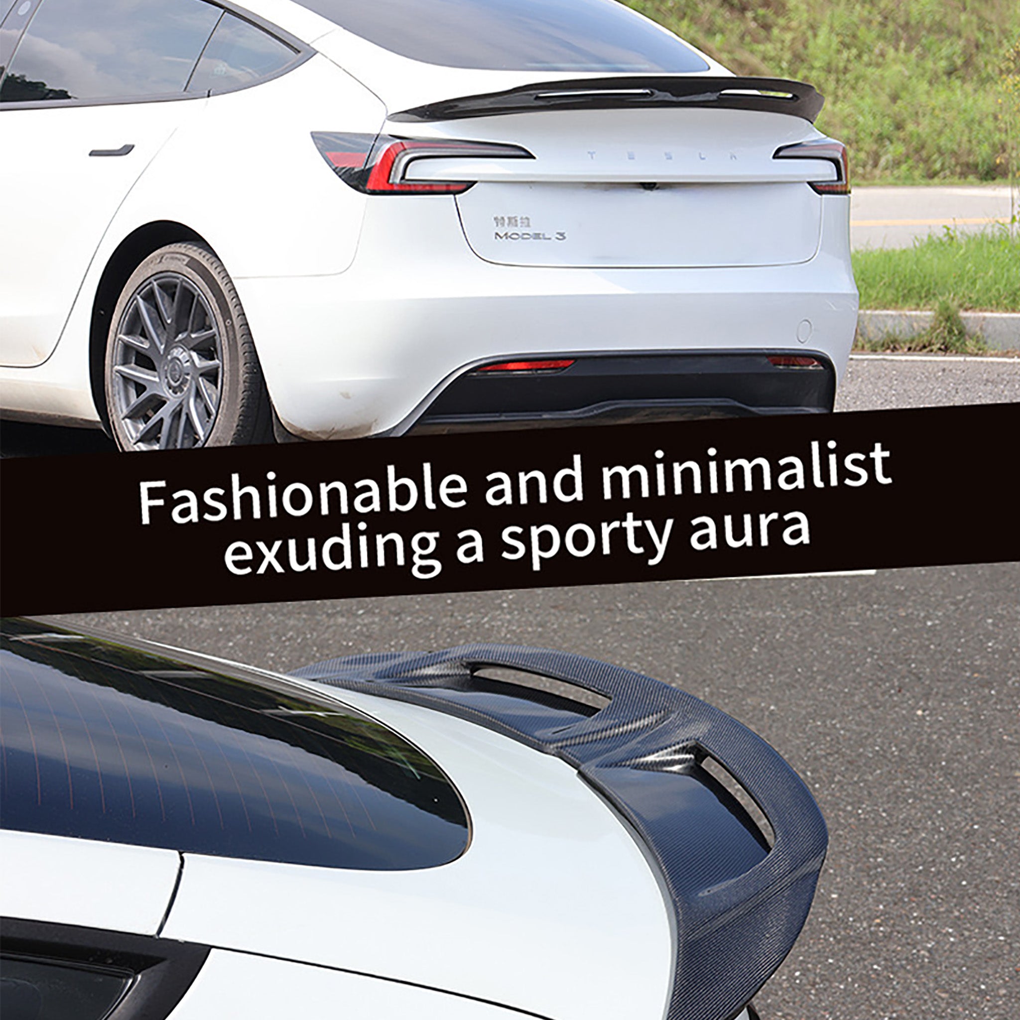 Premium Real Carbon Fiber Spoiler Wing for Tesla Model 3 Highland 2024+ | High Gloss Finish | Aerodynamic Performance Upgrade | Perfect for Racing & Street Style Enhancement