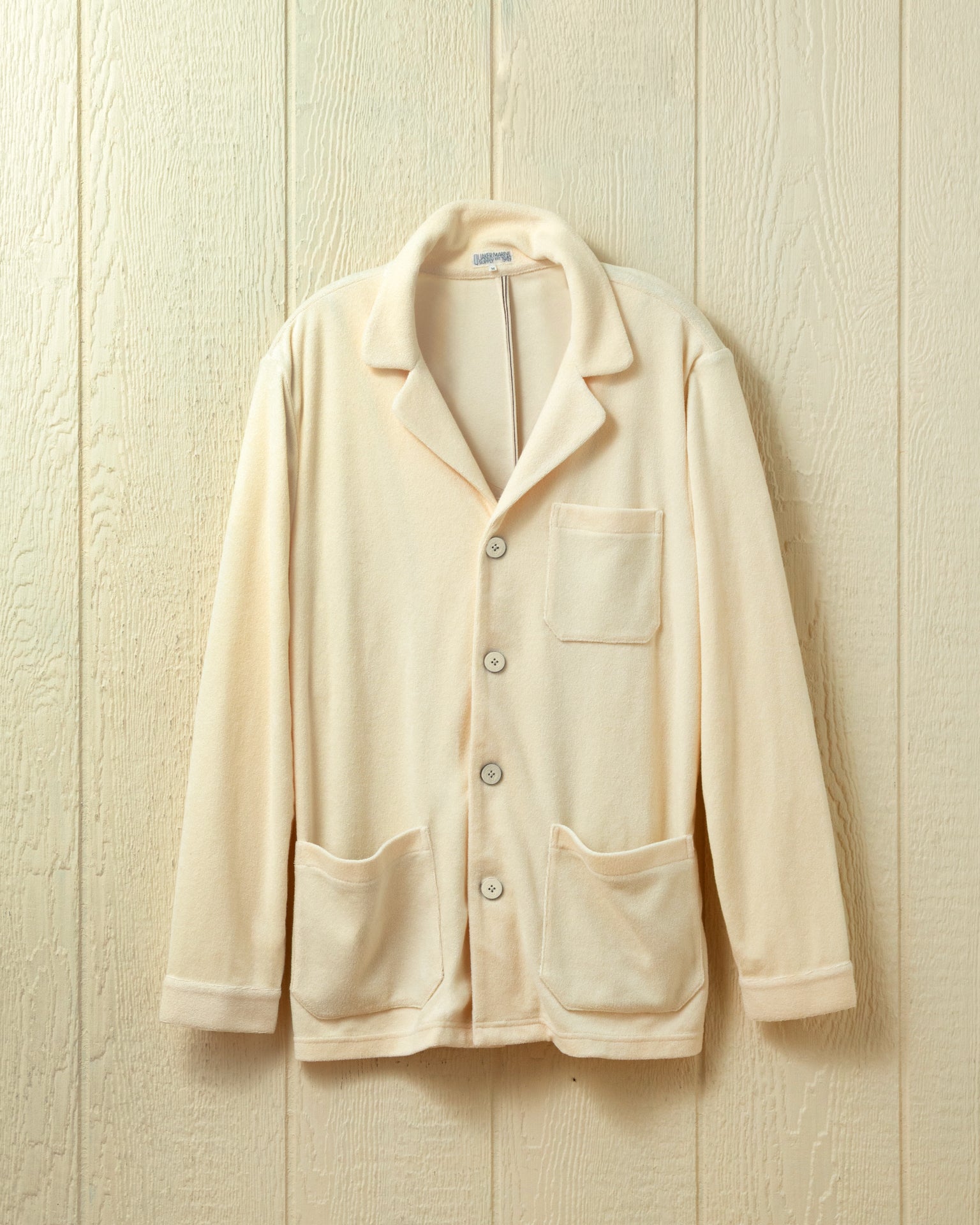 Vintage Terrycloth Loafer Jacket in Antique White - Comfortable Casual Wear for Men & Women | Perfect for Lounge, Travel, and Everyday Outfits
