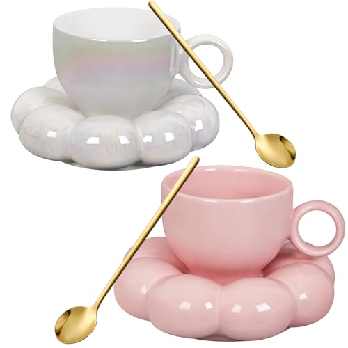 Pearl White and Peach Pink