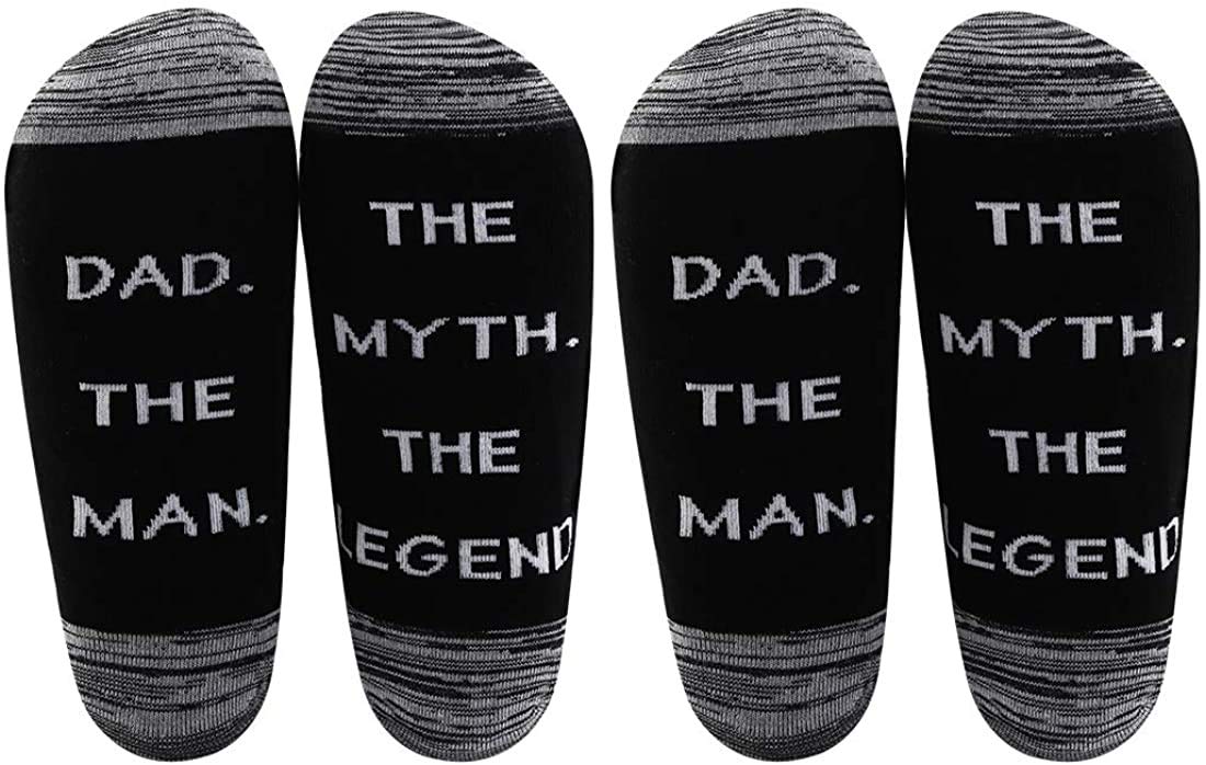 LEVLO Funny Dad Socks Gift - The Man The Myth The Legend Novelty Socks for Father's Day, Birthday & Christmas - Perfect Present for New Dads & Cool Fathers