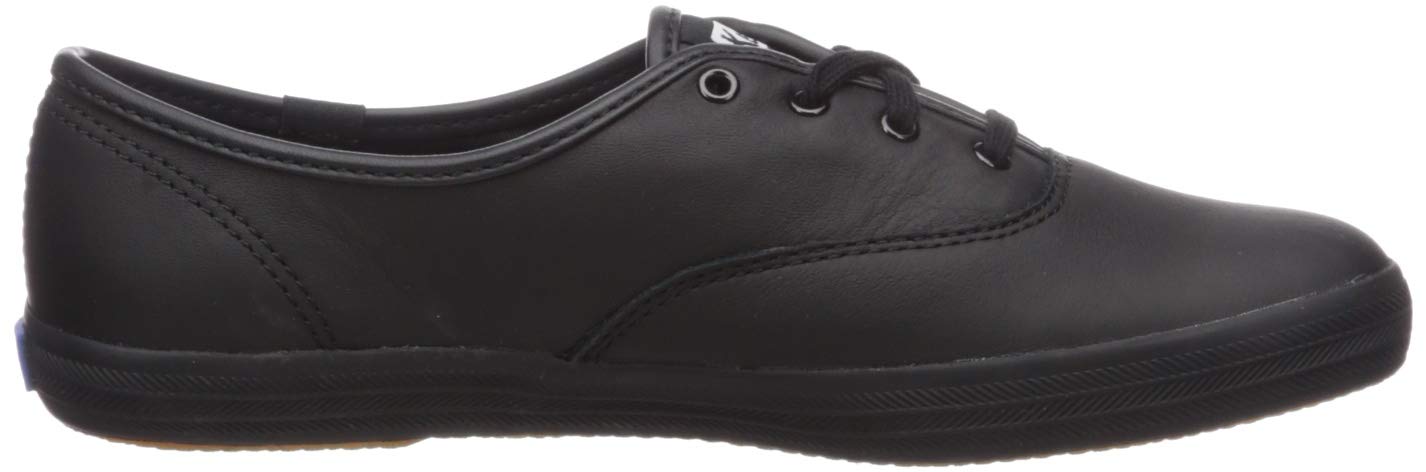 Keds Women's Champion Black Leather Wide Width Sneakers Size 13 - Comfortable Casual Shoes for Walking, Work & Everyday Wear