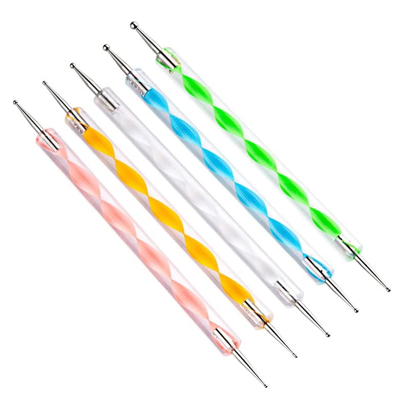 5-Piece Multicolor Nail Art Dotting Pen Set for Marbleizing & Stamping - Professional Nail Decoration Tools for Salon, Home Manicure & DIY Nail Designs