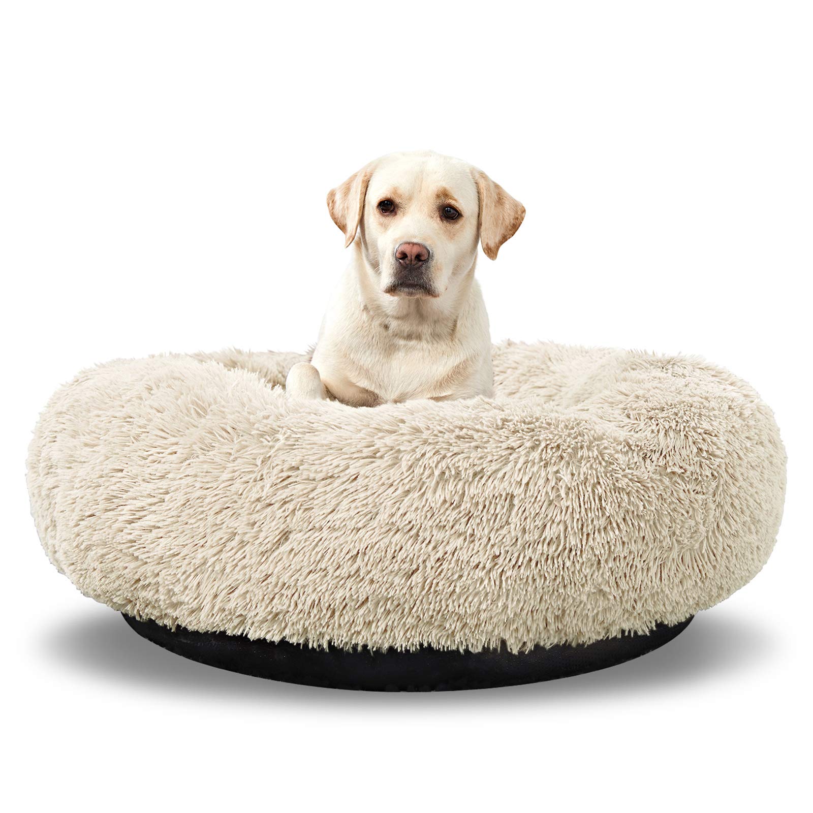 Washable Large Round Donut Dog Bed - Comfy Calming Cuddler Pet Bed for Medium & Large Dogs - Perfect for Anxiety Relief, Crate Training & Cozy Napping