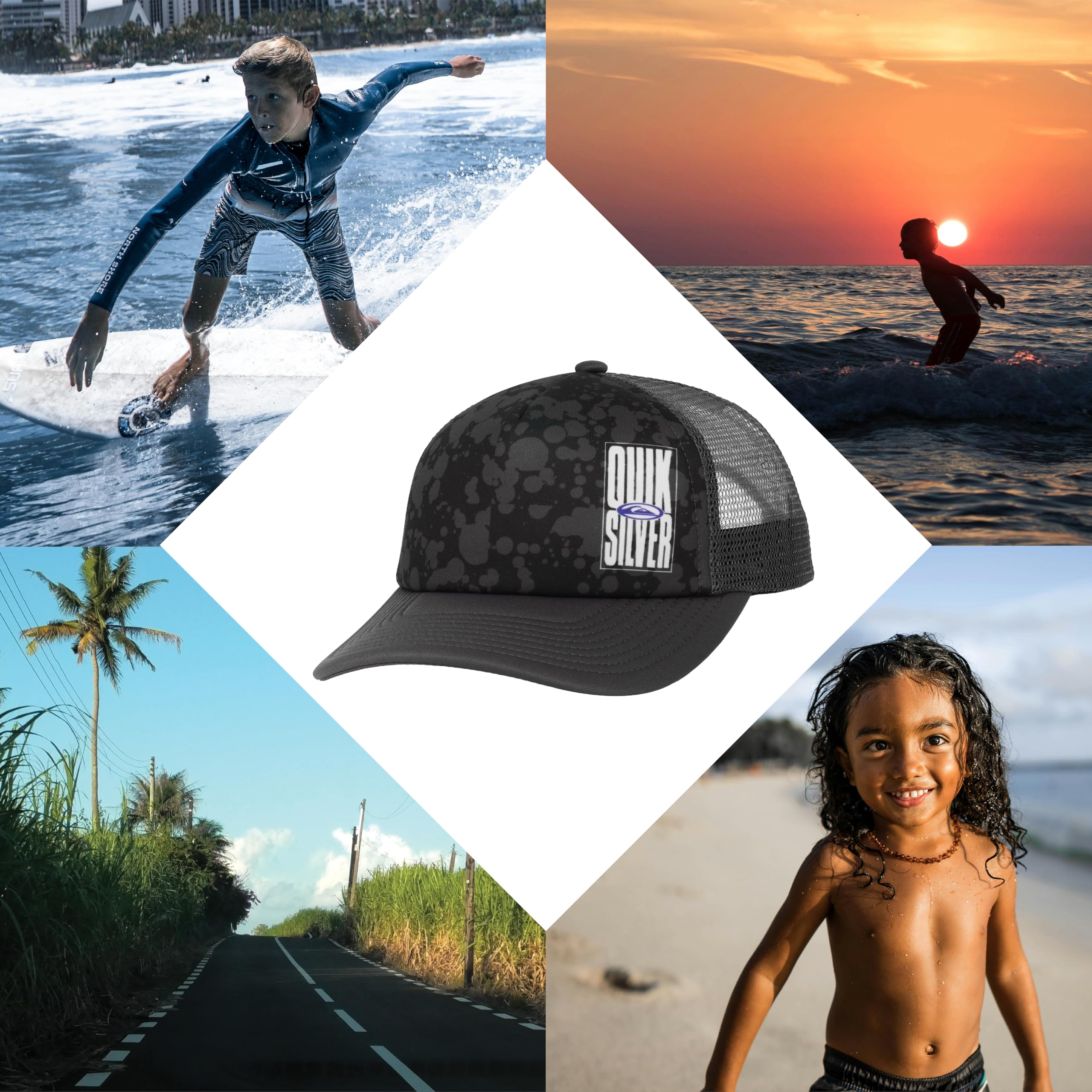 Quiksilver Boys' Emu Coop Snapback Trucker Hat - Adjustable Baseball Cap for Kids & Teens - Perfect for Outdoor Sports, Beach & Casual Wear
