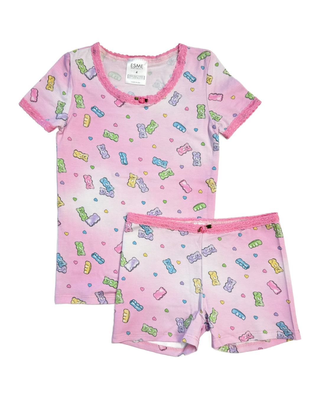 Candy Bear Short Sleeve Top and Shorts Set - Cute Summer Outfit for Women | Perfect for Beach, Vacation, and Casual Wear