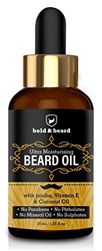 Bold And Beard Ultra Moisturizing Beard Oil with Jojoba, Argan & Coconut Oil - 30ml - Natural Hydration for Soft, Healthy Facial Hair - Perfect for Daily Grooming & Styling