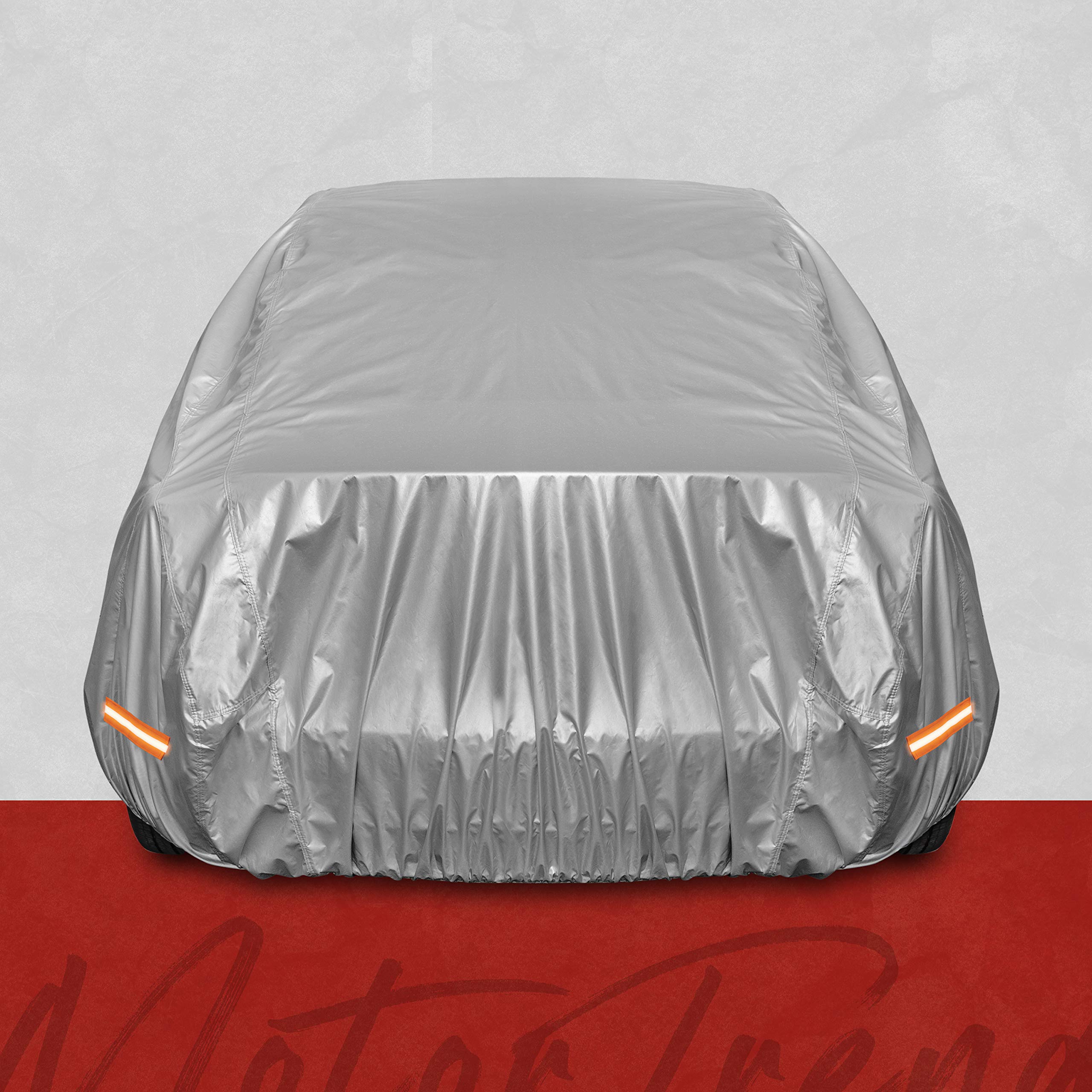 Motor Trend 6-Series Heavy Duty Waterproof All-Weather Car Cover - Multi-Layer Protection Against Snow, Rain, Sun & UV Rays - Universal Fit for Cars, Trucks & SUVs - Indoor/Outdoor Use - Perfect for Parking, Storage & Vehicle Protection (X-Large)