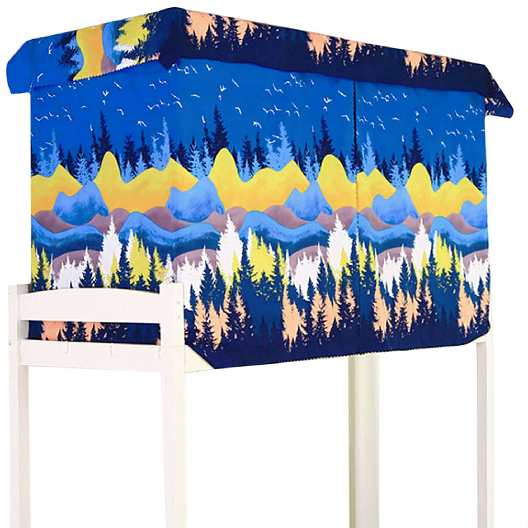 Lobagve Bunk Bed Curtains for College Dorm - Breathable Bed Canopy with Blackout & Dustproof Privacy Protection - Oil Painting Scenery Design - Perfect for Student Dorm Rooms, Shared Bedrooms & Small Spaces