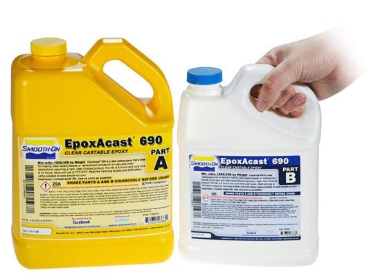 Smooth-On EpoxAcast 690 Clear Castable Epoxy Resin - 1 Gallon Kit for DIY Crafts, Jewelry Making, and Art Projects - High Gloss, Bubble-Free Casting Compound for Molds and Resin Art