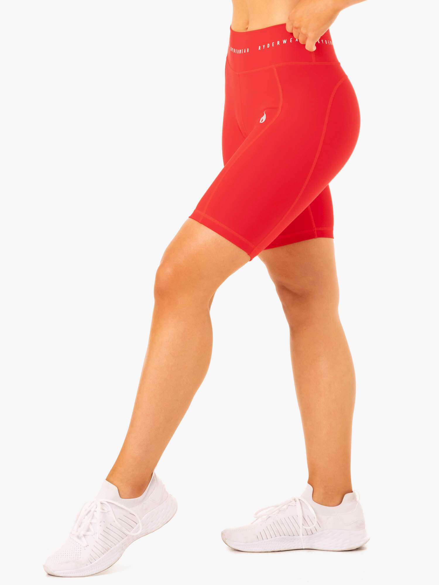 Reflex High Waisted Bike Shorts for Women - Stretchy Workout Shorts, Yoga Pants & Running Shorts - Red - Perfect for Gym, Cycling & Lounge Wear