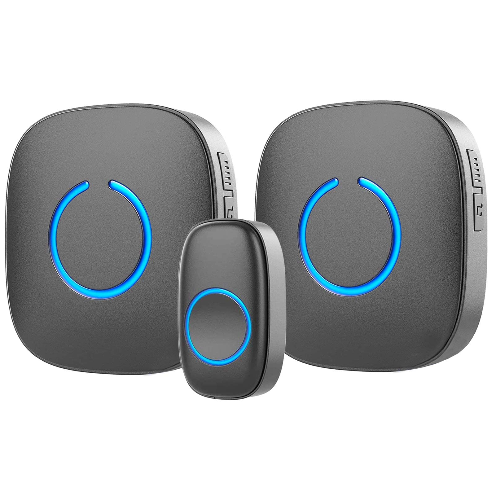 SadoTech Wireless Doorbell for Home - Battery Operated, 1000ft Range, LED Flash Alert, 1 Push Button & 2 Receivers, Matte Black - Perfect for Apartments, Houses & Offices