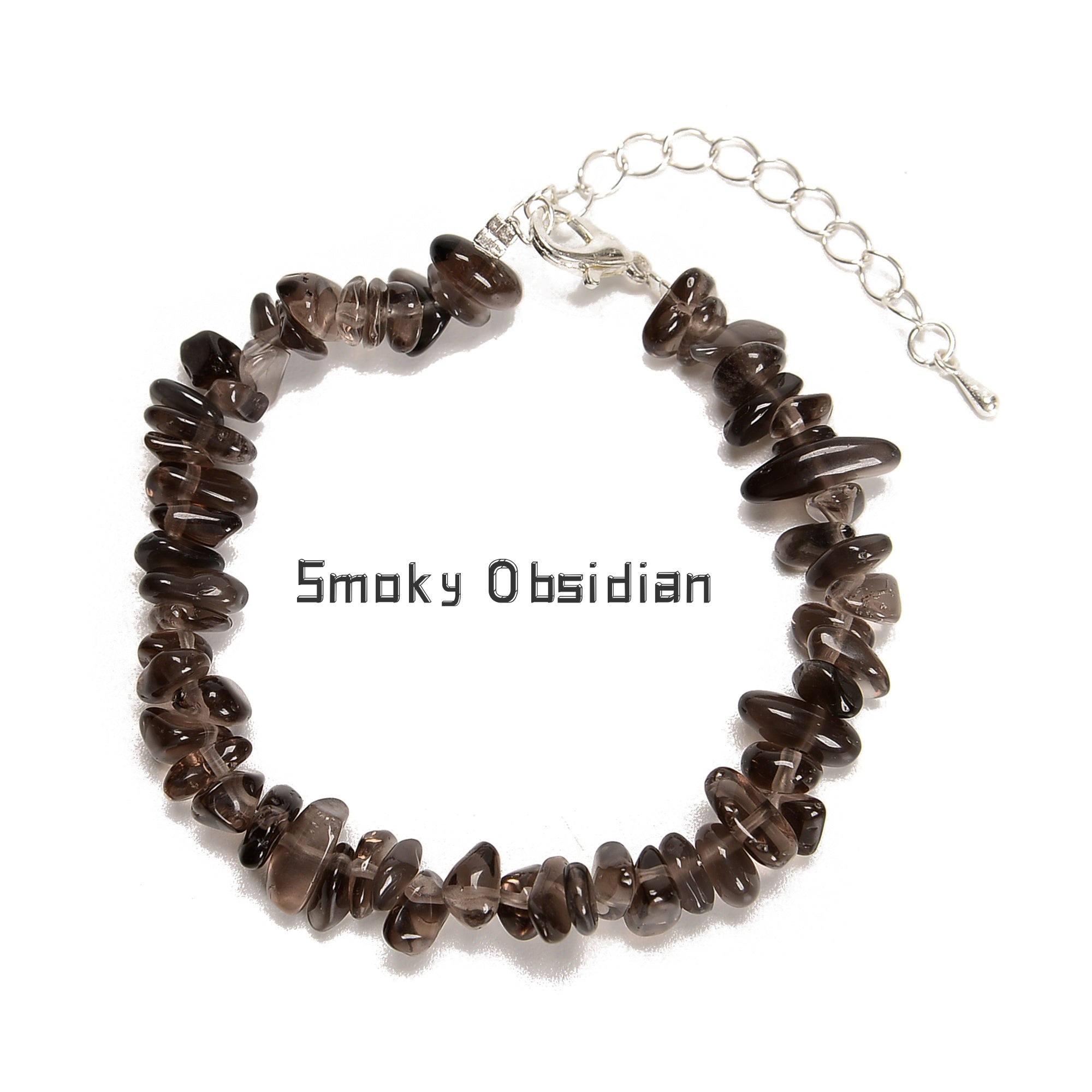 03 Mixed Gemstone Chips Bracelet - Silver Plated Clasp, 5-8mm Beads, 7
