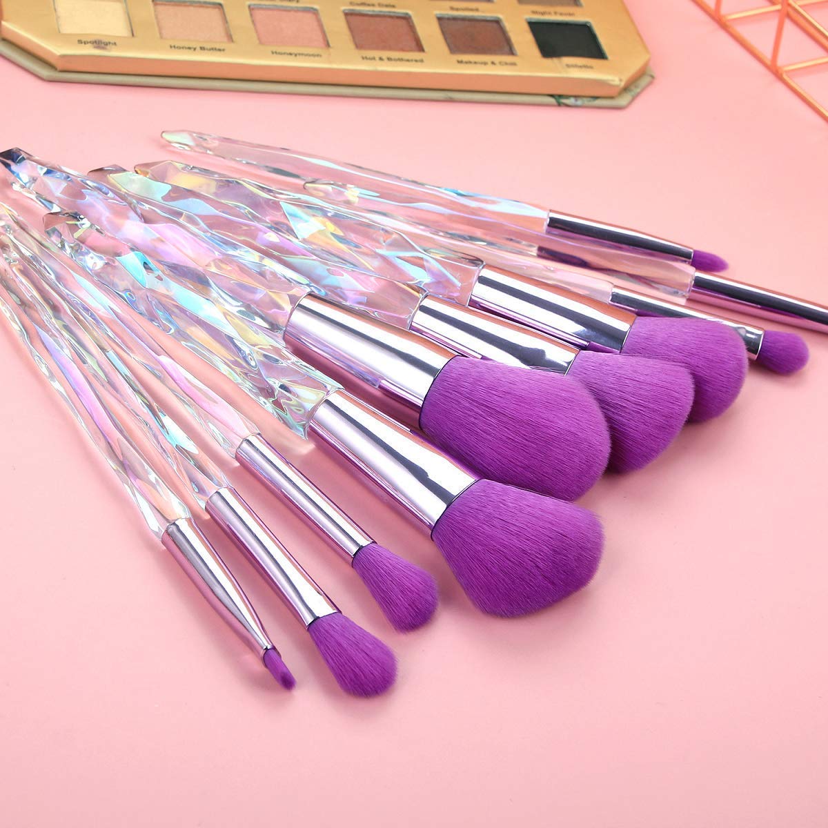 PrePsto Beauty 10-Piece Makeup Brush Set with Transparent Handles - Foundation, Blush, Eyeshadow, Kabuki & Concealer Brushes - Professional Cosmetic Brush Kit for Flawless Makeup Application (Perfect for Daily Use, Travel & Professional Makeup Artists)