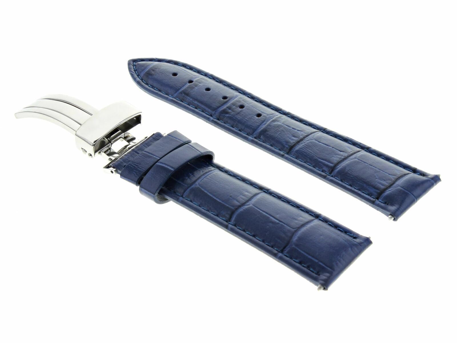 19mm Blue Leather Watch Band for Rolex Date 34mm - Dress & Casual Wear