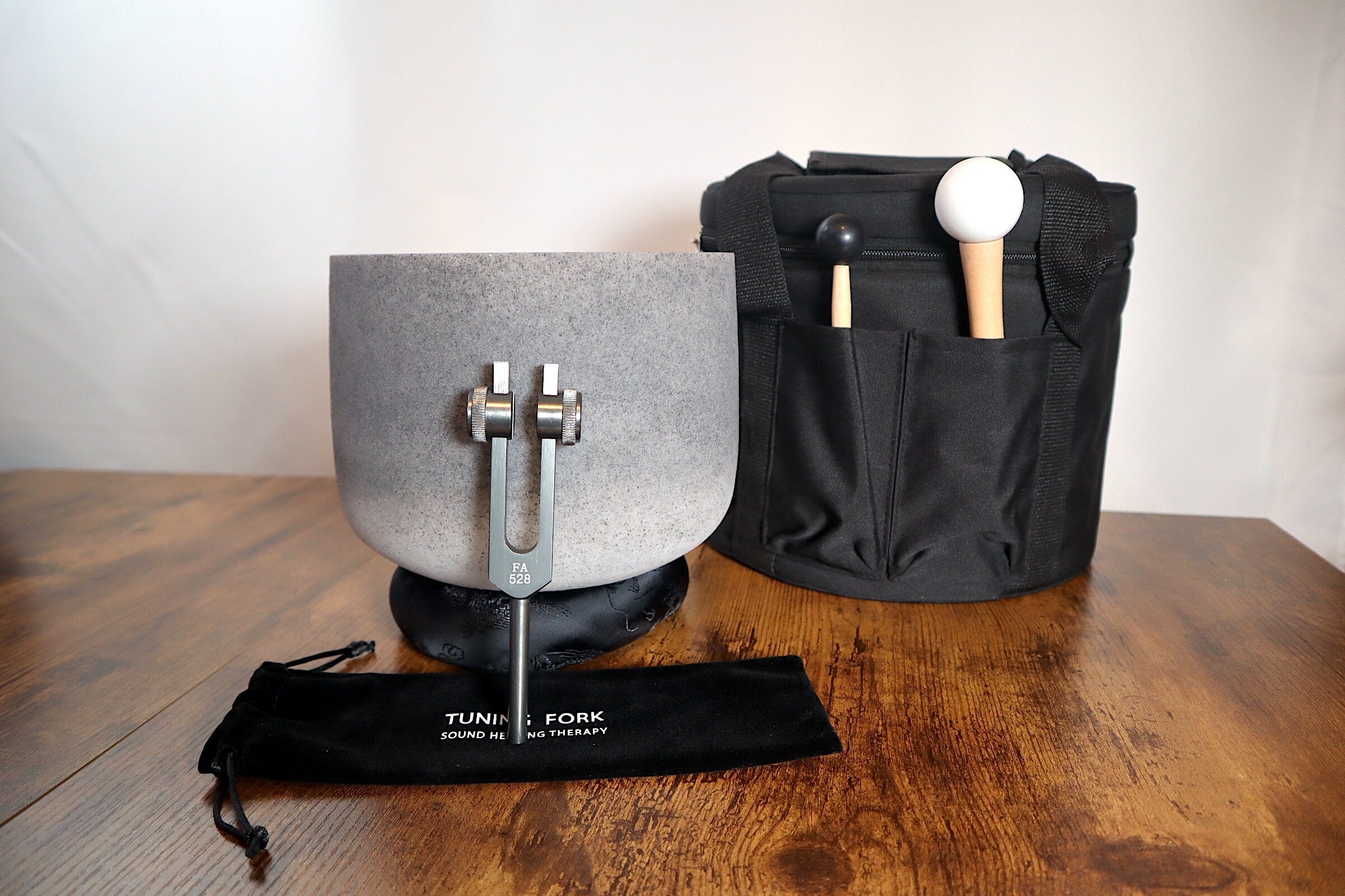 Obsidian Infused 8 Gemstone Bowl with Tuning Fork Set - Includes Black Cushion & Carry Case for Root Chakra Healing | Biofield Therapy & Sound Vibration Meditation Tool for Yoga, Reiki, and Energy Balancing