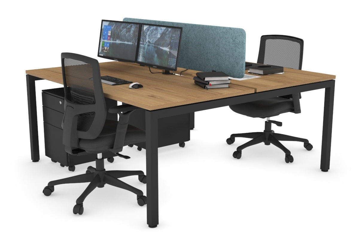 Quadro Square Legs 2 Person Office Workstation Desk - 1400L x 800W with Cable Management Scallop - Perfect for Shared Workspaces & Home Offices