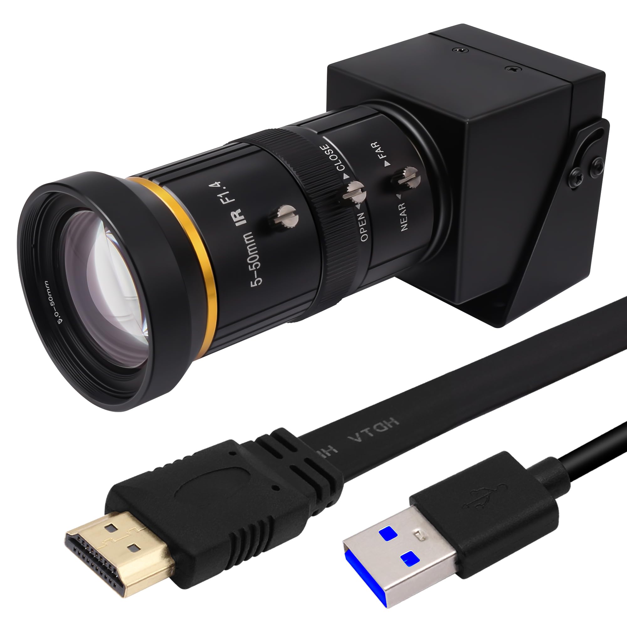 4K USB 3.0 HDMI Webcam with Dual Output & Zoom - 5-50mm Telescopic Lens, H.264 60fps Streaming Camera for PC/Laptop/TV - Perfect for Video Conferencing, Live Streaming & Close-up Shooting